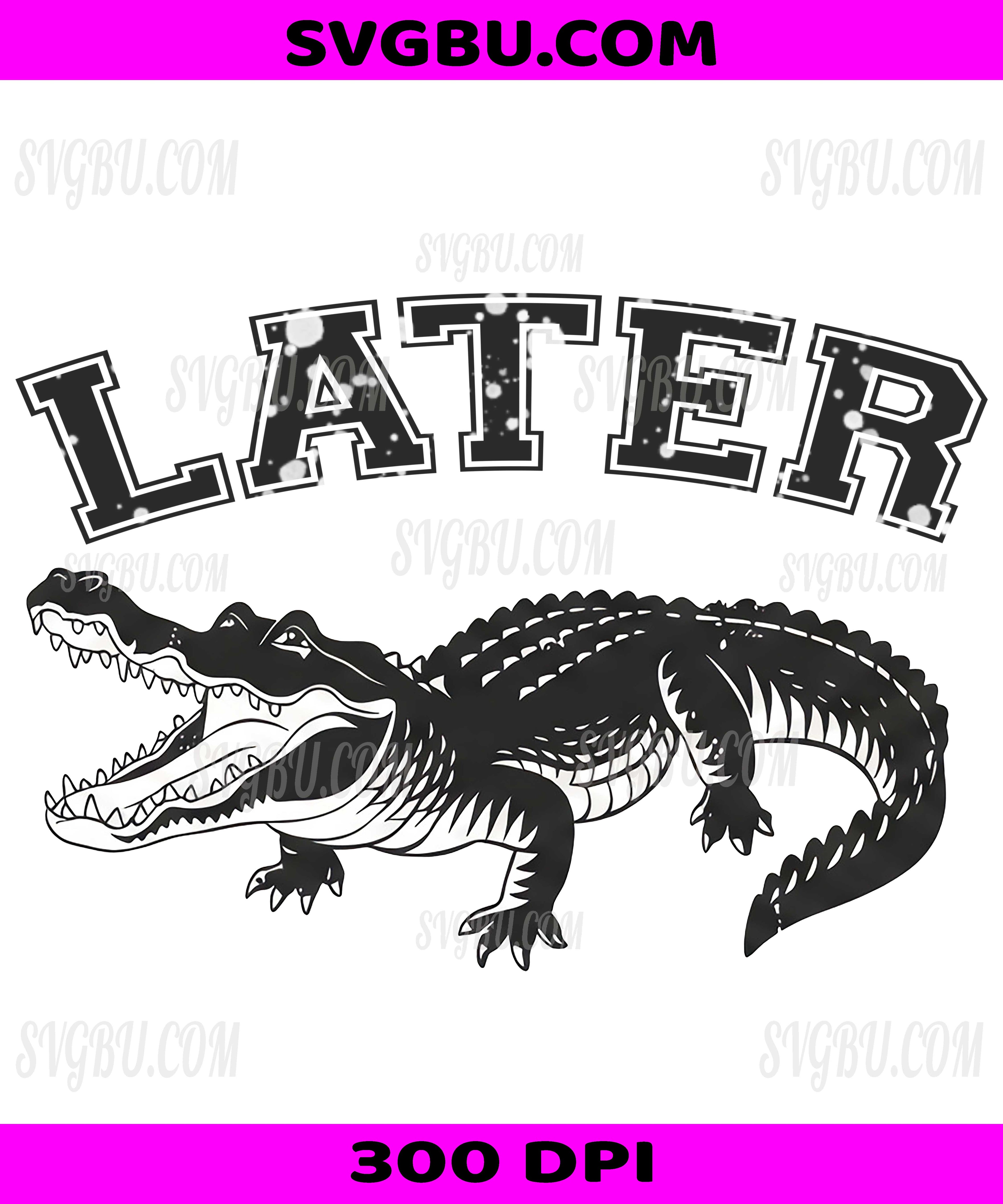 Later Alligator, Black And White Open Mouth Gator PNG, Retro Crocodile Animal Illustration