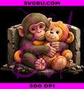Cute Baby Monkey Named Punch Plush PNG, Hugging Lover Monkey PNG