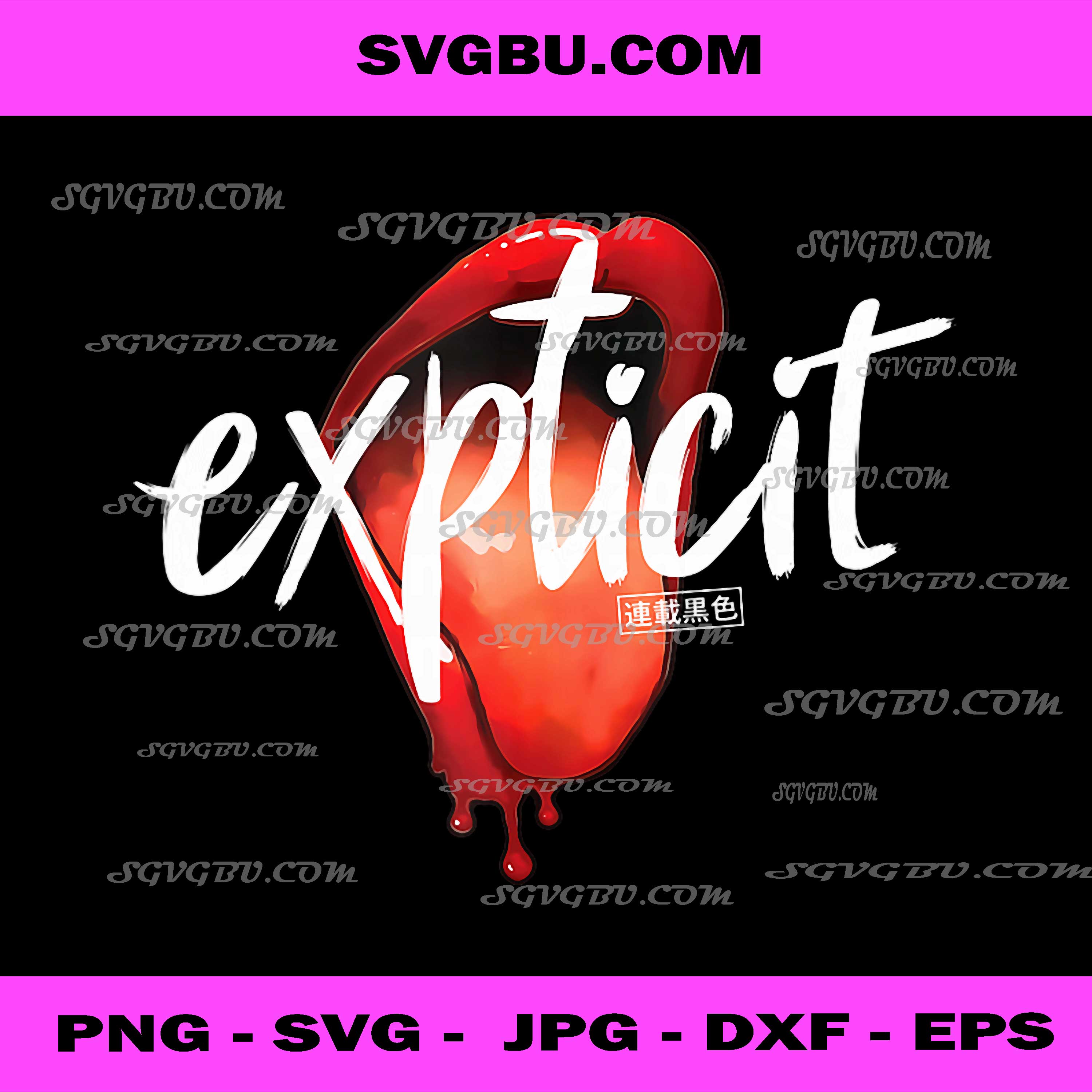 Explicit Content Mouth Tongue Girl, Japan Anime Manga Style PNG, Adult Humor Design