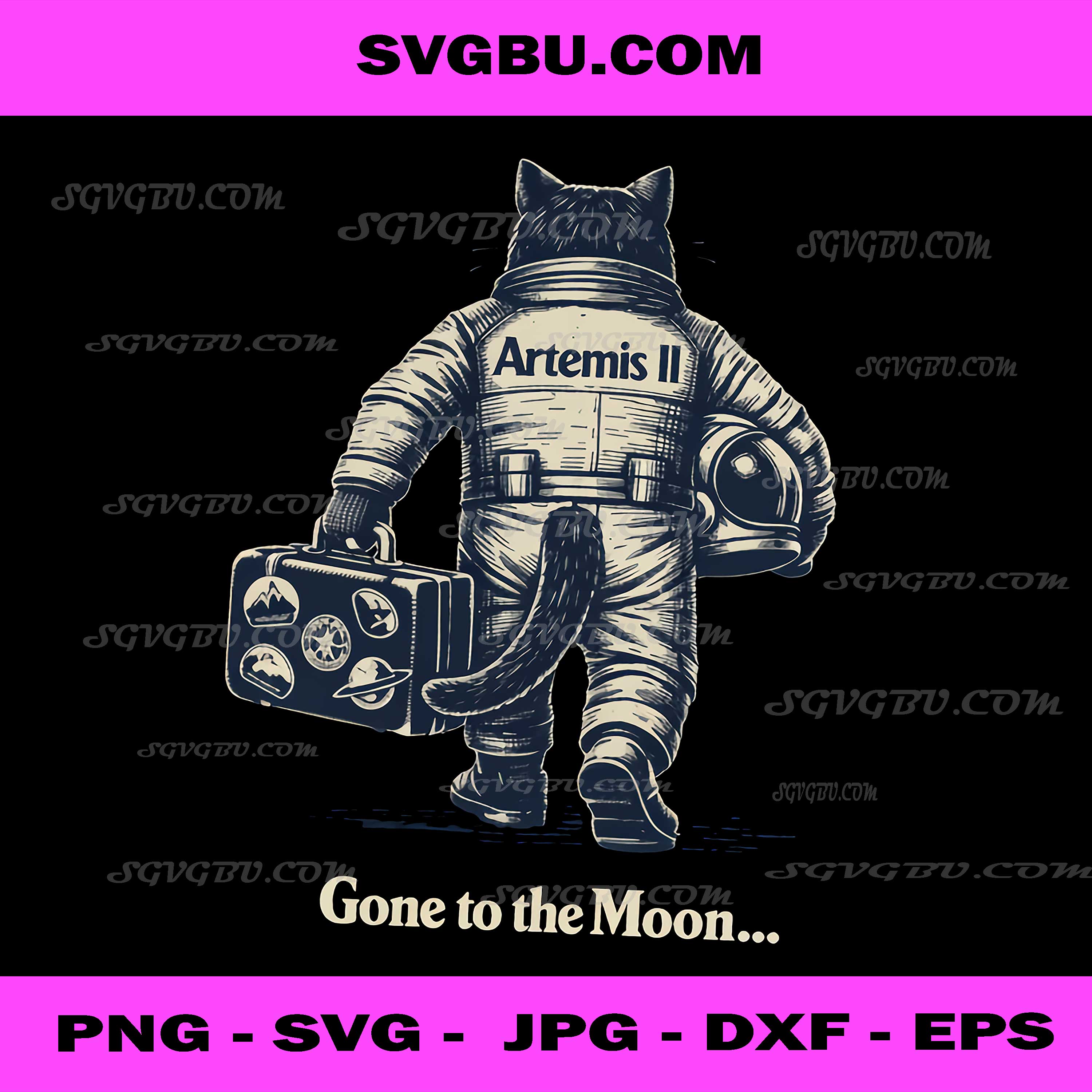 Gone to the Moon Artemis II PNG, Cat Astronaut Space Traveler Design