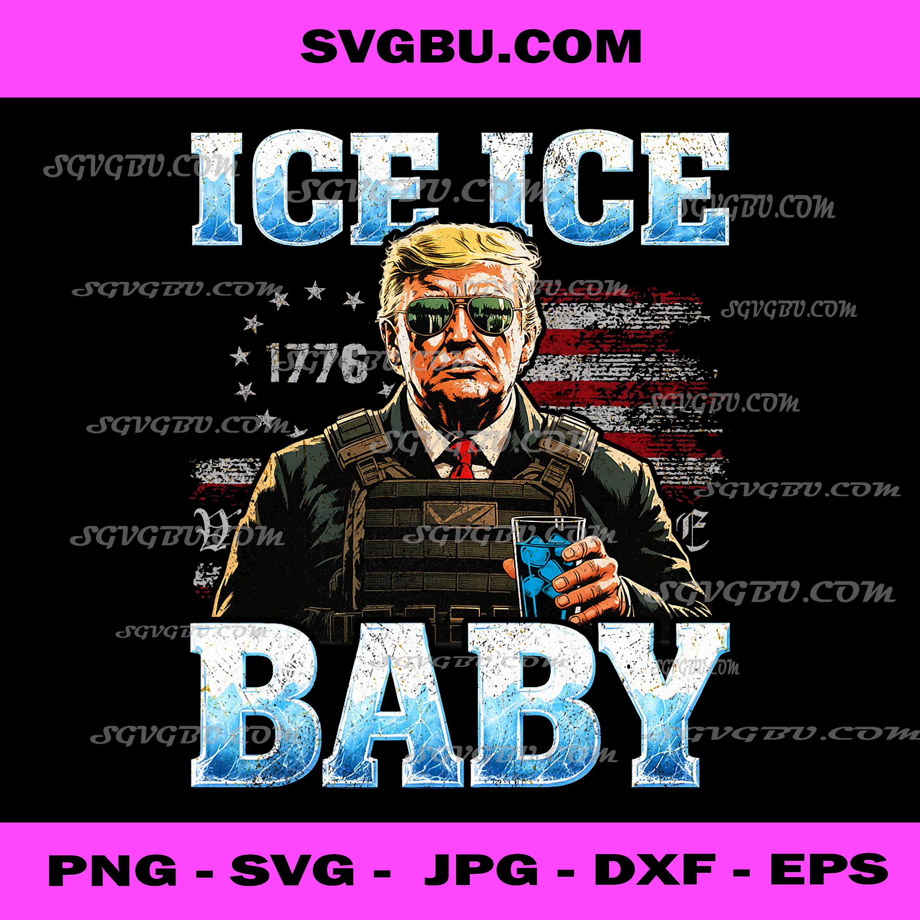 Vintage Ice Baby Funny Trump Meme PNG, Political Humor Design PNG
