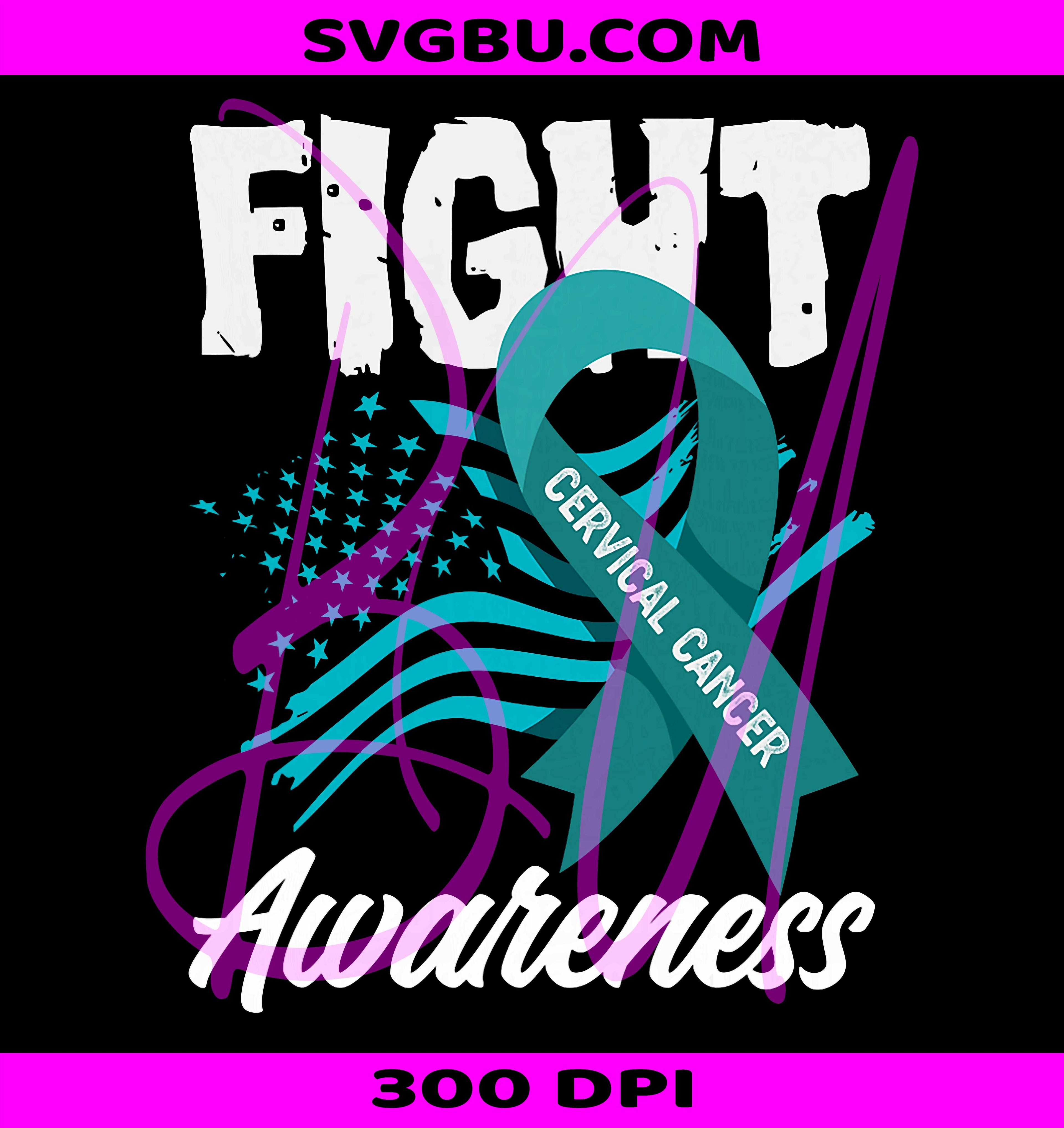 Fight Cervical Cancer Awareness PNG, American Flag Ribbon PNG