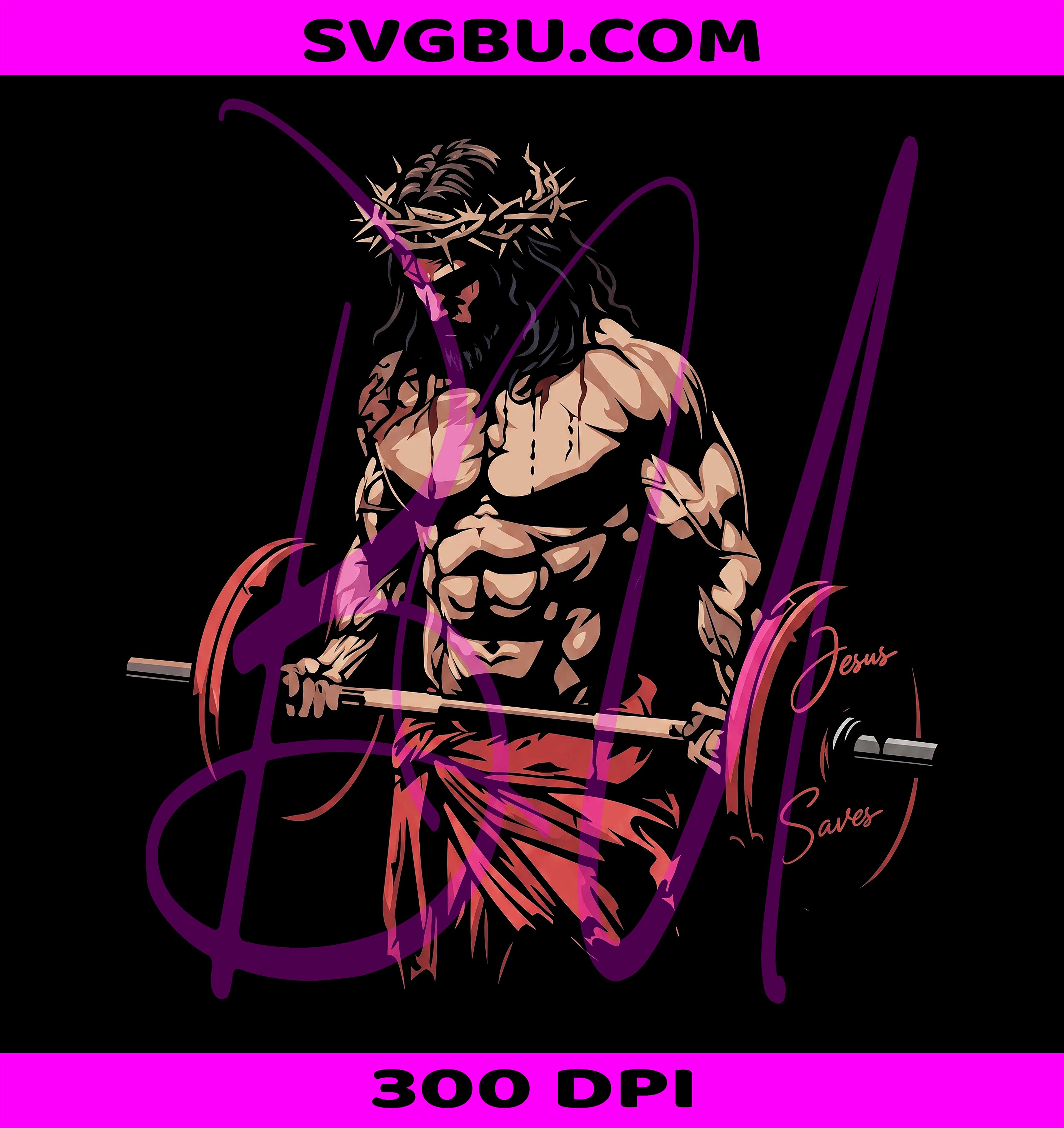 Gym Jesus PNG, Jesus Lifting PNG, Jesus Saves PNG