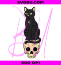 Gothic Black Cat PNG, Skull Cat PNG, Dark Aesthetic Cat PNG