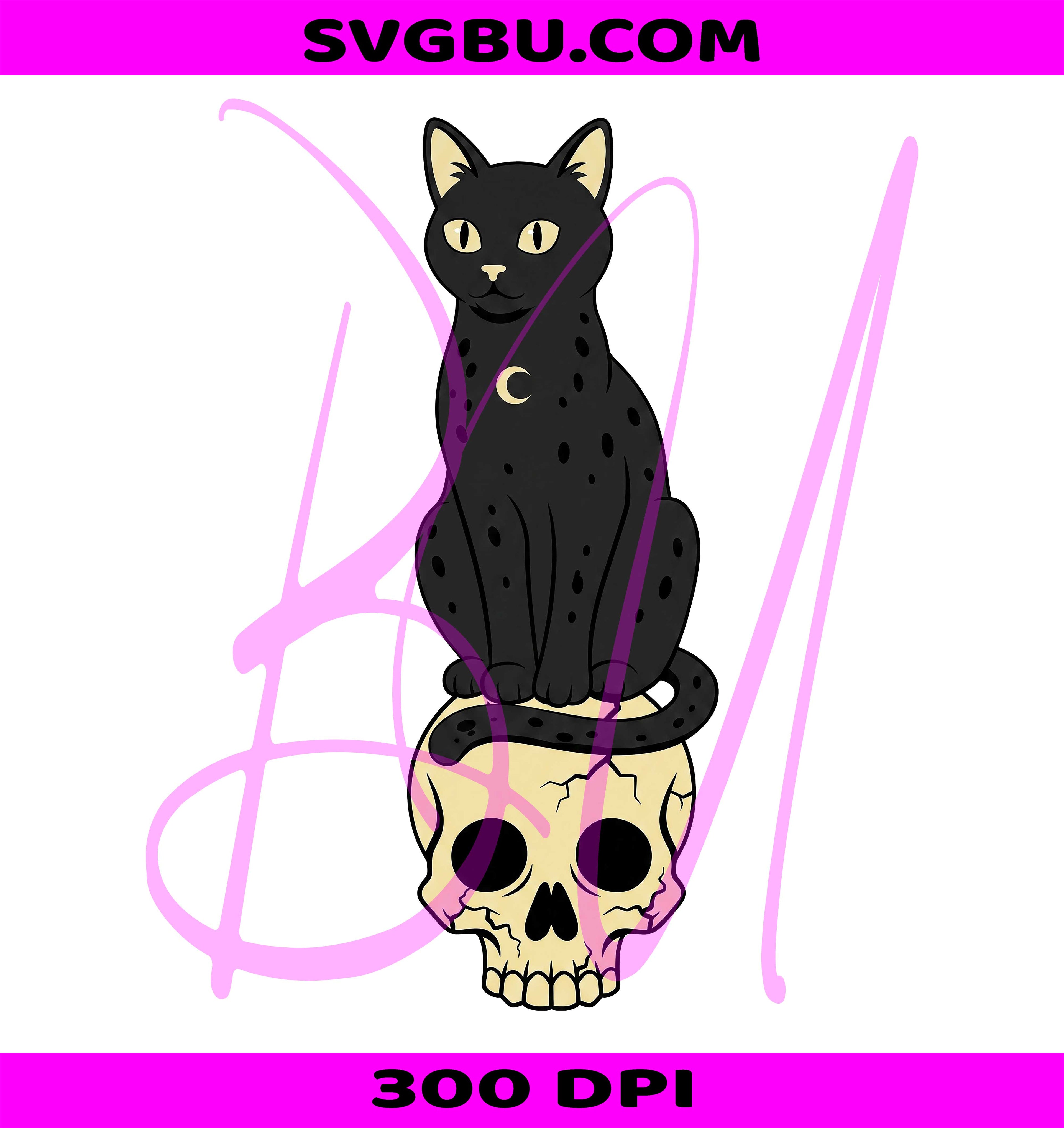 Gothic Black Cat PNG, Skull Cat PNG, Dark Aesthetic Cat PNG