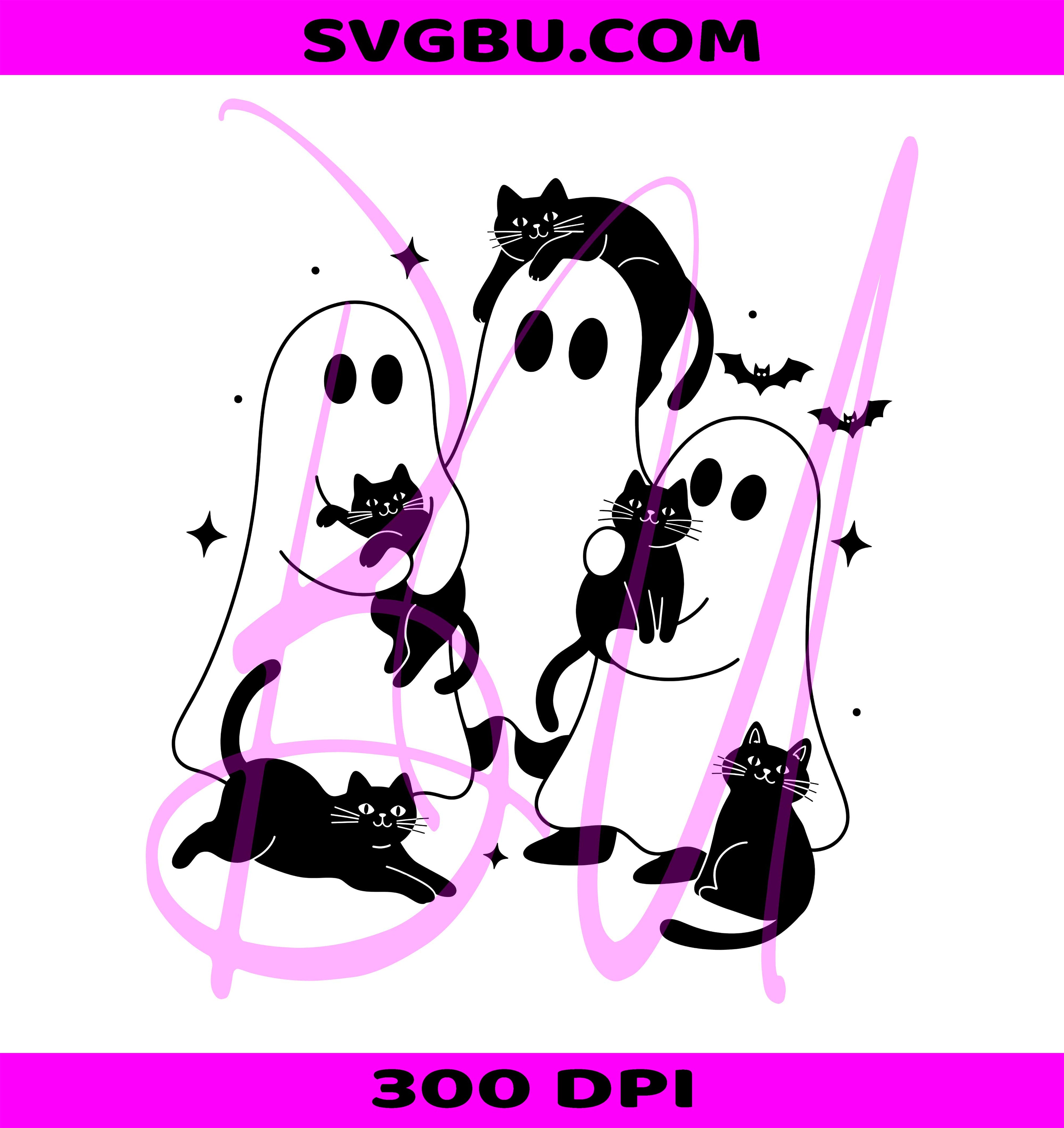 Cute Ghost Black Cat PNG, Spooky Kitty Halloween PNG, Black Cat Ghost PNG