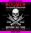 Boomer Badass Generation PNG, Rock Roll Skull Funny Saying PNG