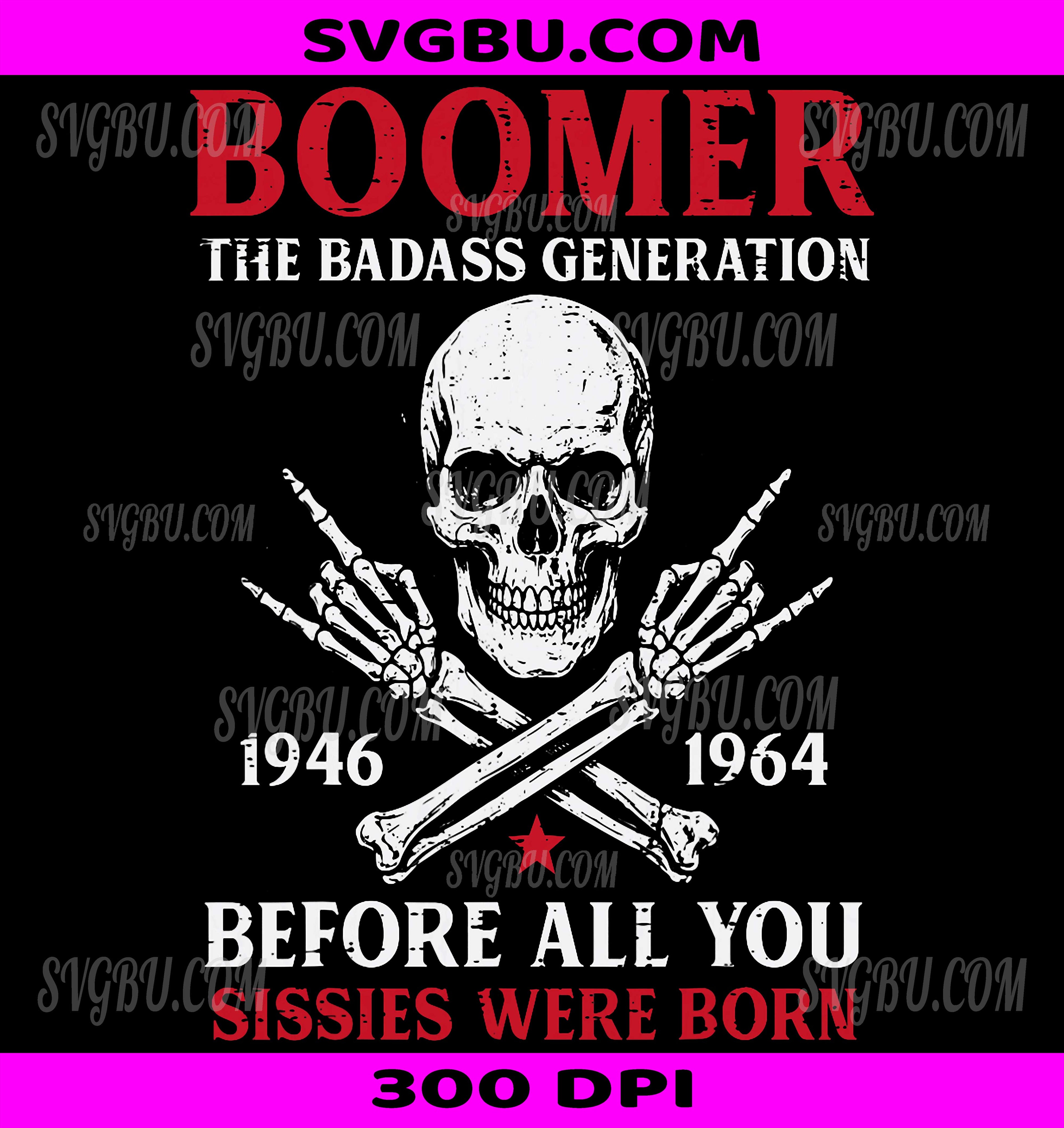 Boomer Badass Generation PNG, Rock Roll Skull Funny Saying PNG