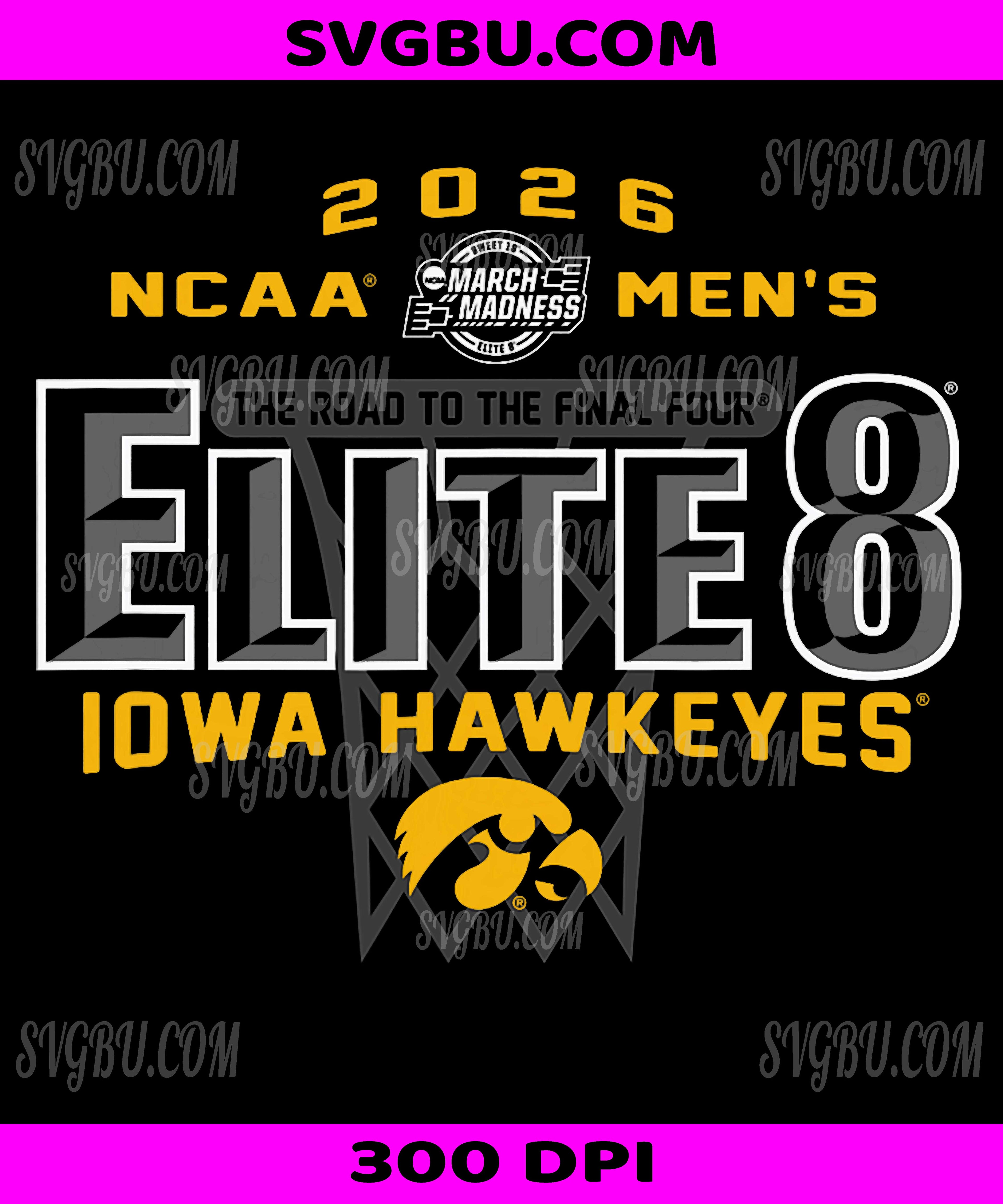 Iowa Hawkeyes Elite 8 2026 PNG, Men’s March Madness Basketball Retro Design