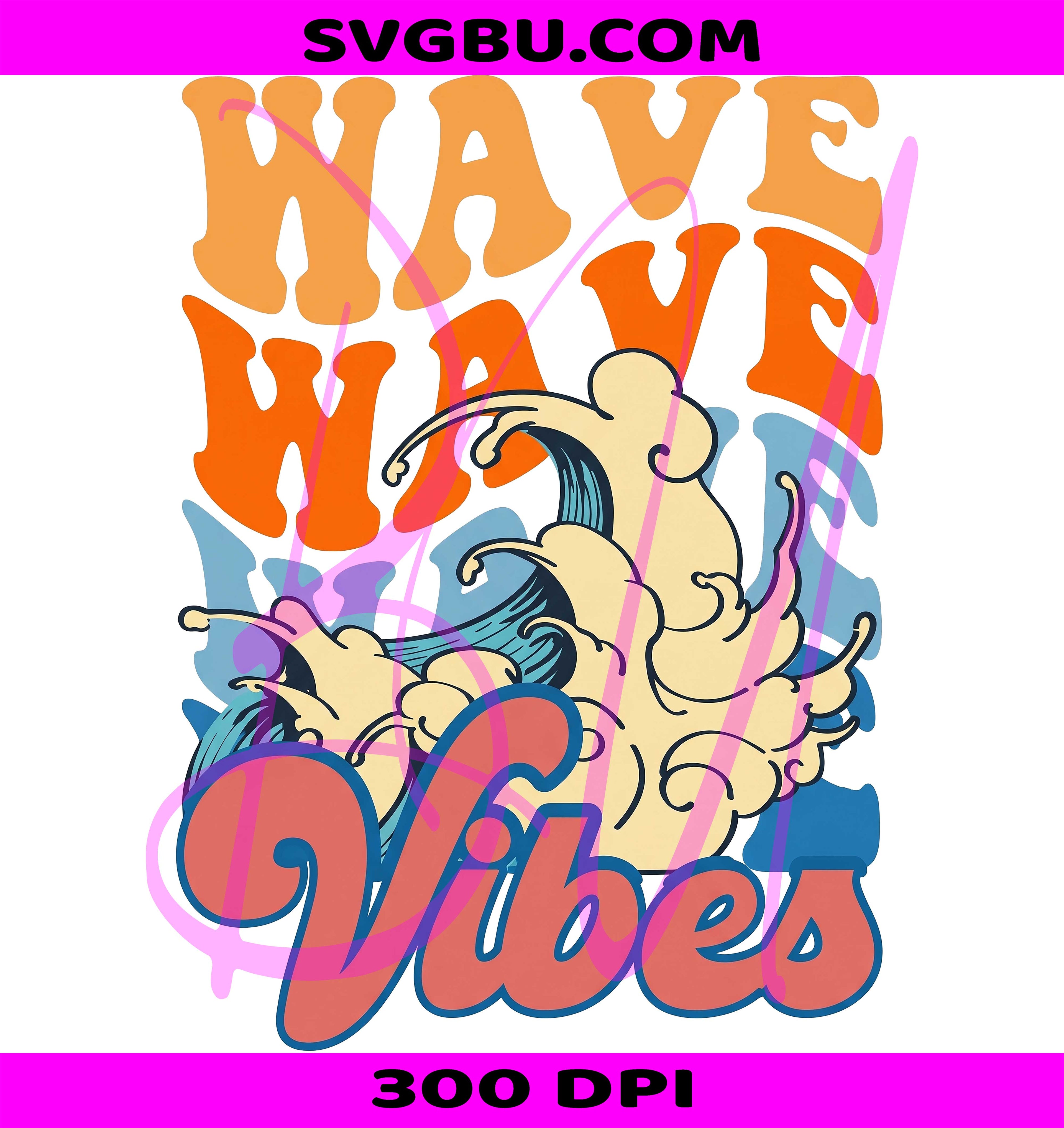 Wave Vibes Retro Ocean Wave PNG, Summer Beach Design PNG