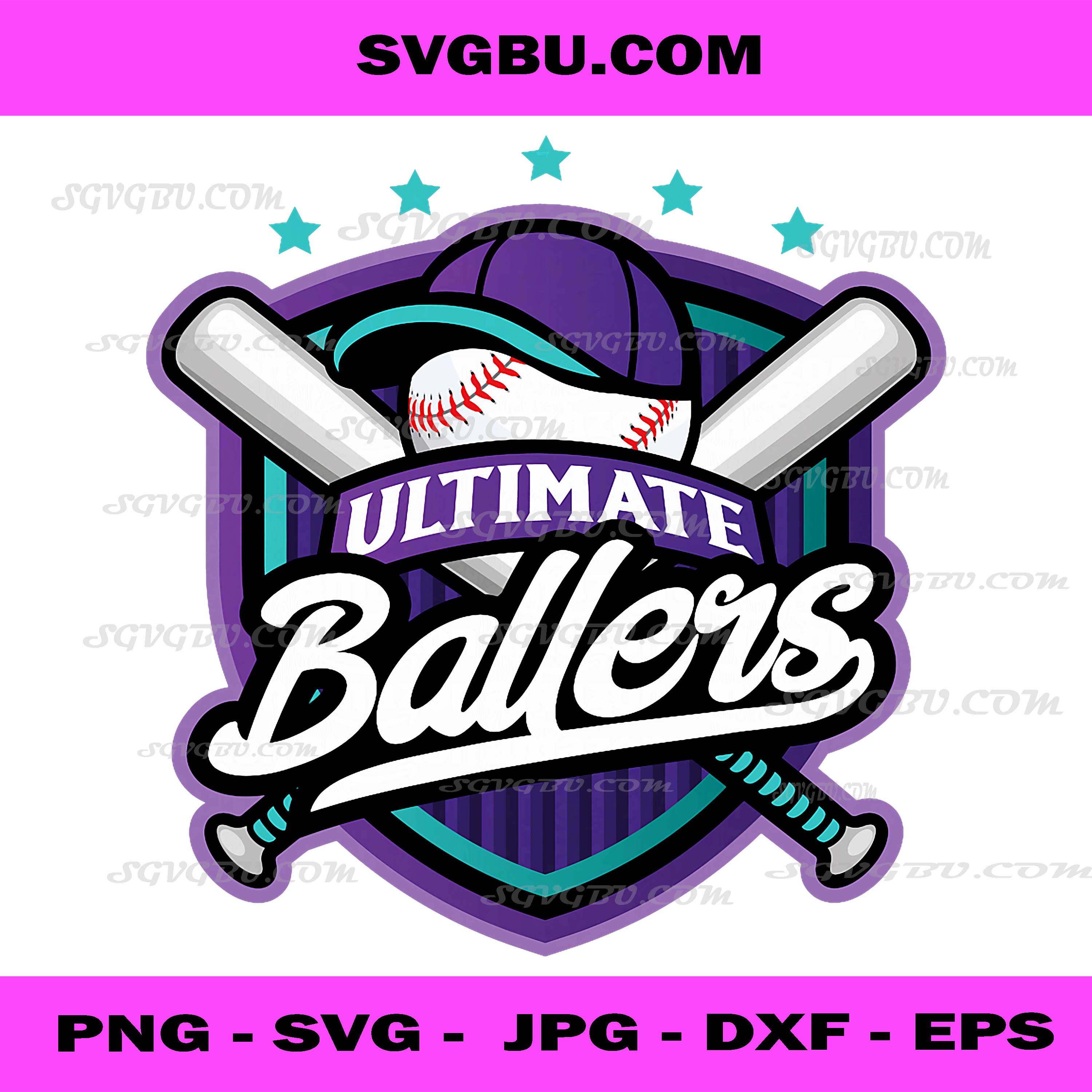 Ultimate Ballers Baseball Shield PNG, Sports Team Mascot Art PNG