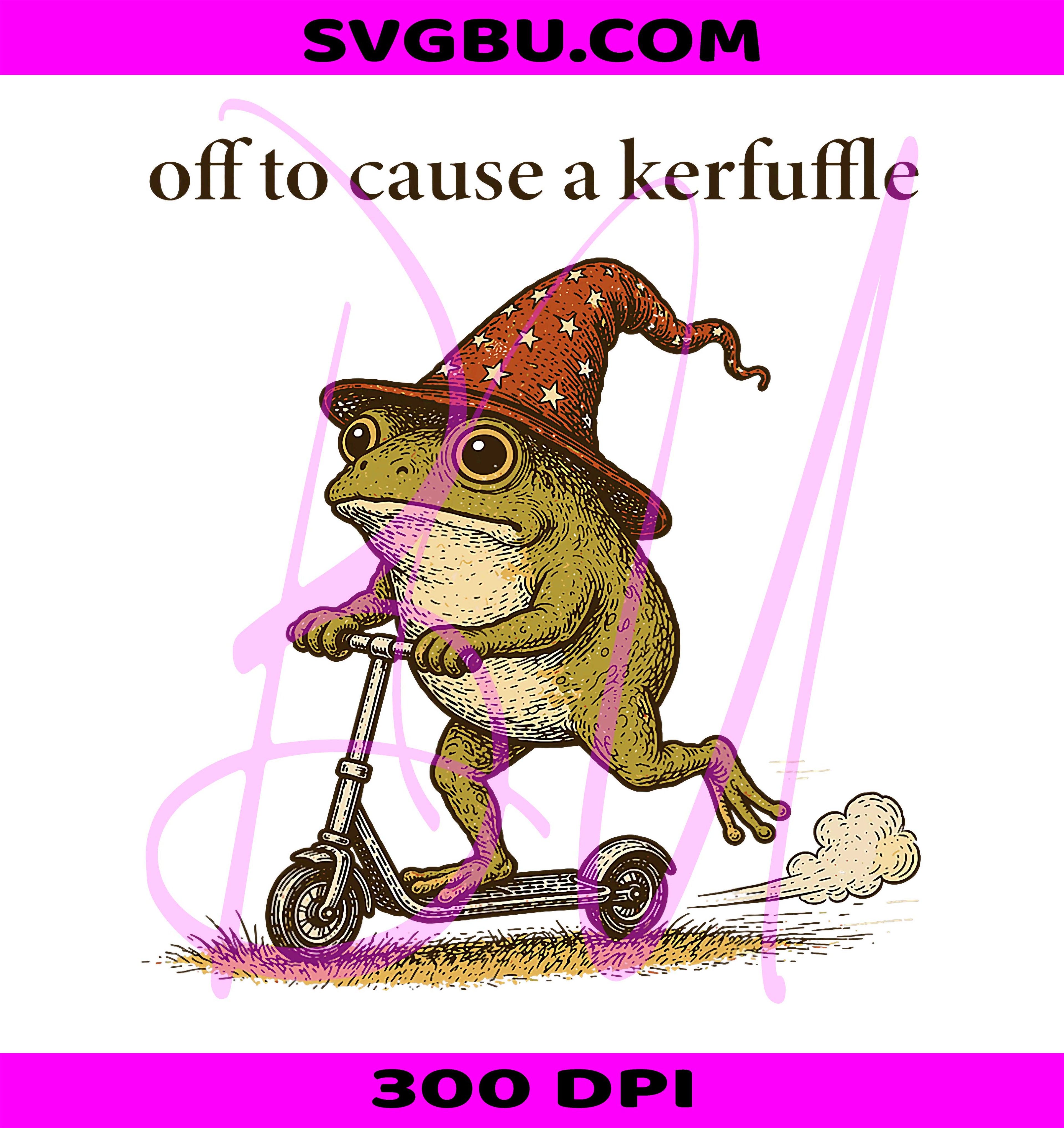 Funny Frog Off To Cause A Kerfuffle PNG, Humor Saying PNG