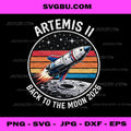 Artemis II Back to the Moon 2026 PNG, Vintage Sunset Space Design