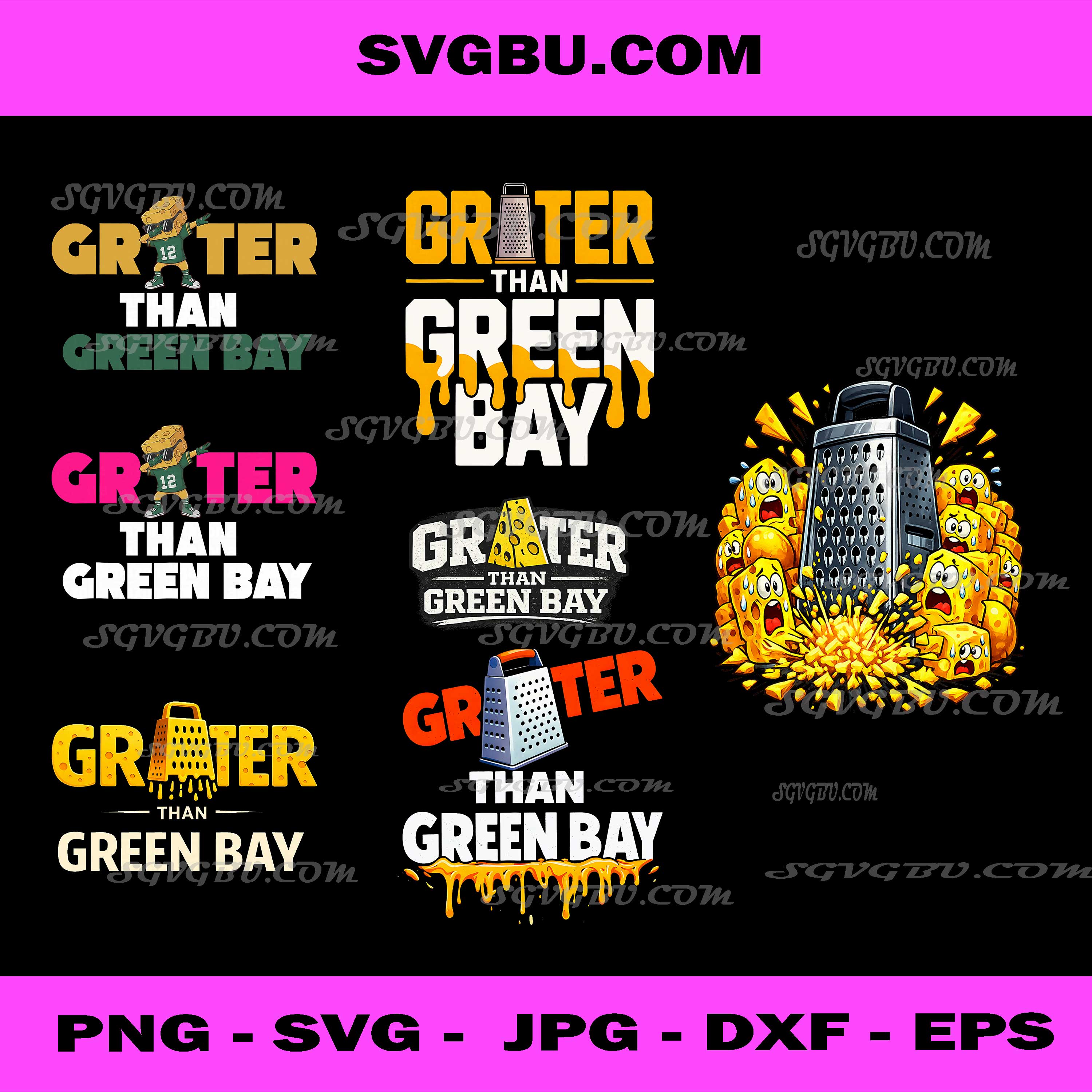 Grater Than Green Bay Bundle PNG, Cheese Grater Pun Humor Design, Wisconsin Football Parody Art