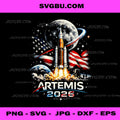 Artemis 2026 NASA Space Mission PNG, American Flag Lunar Launch Design