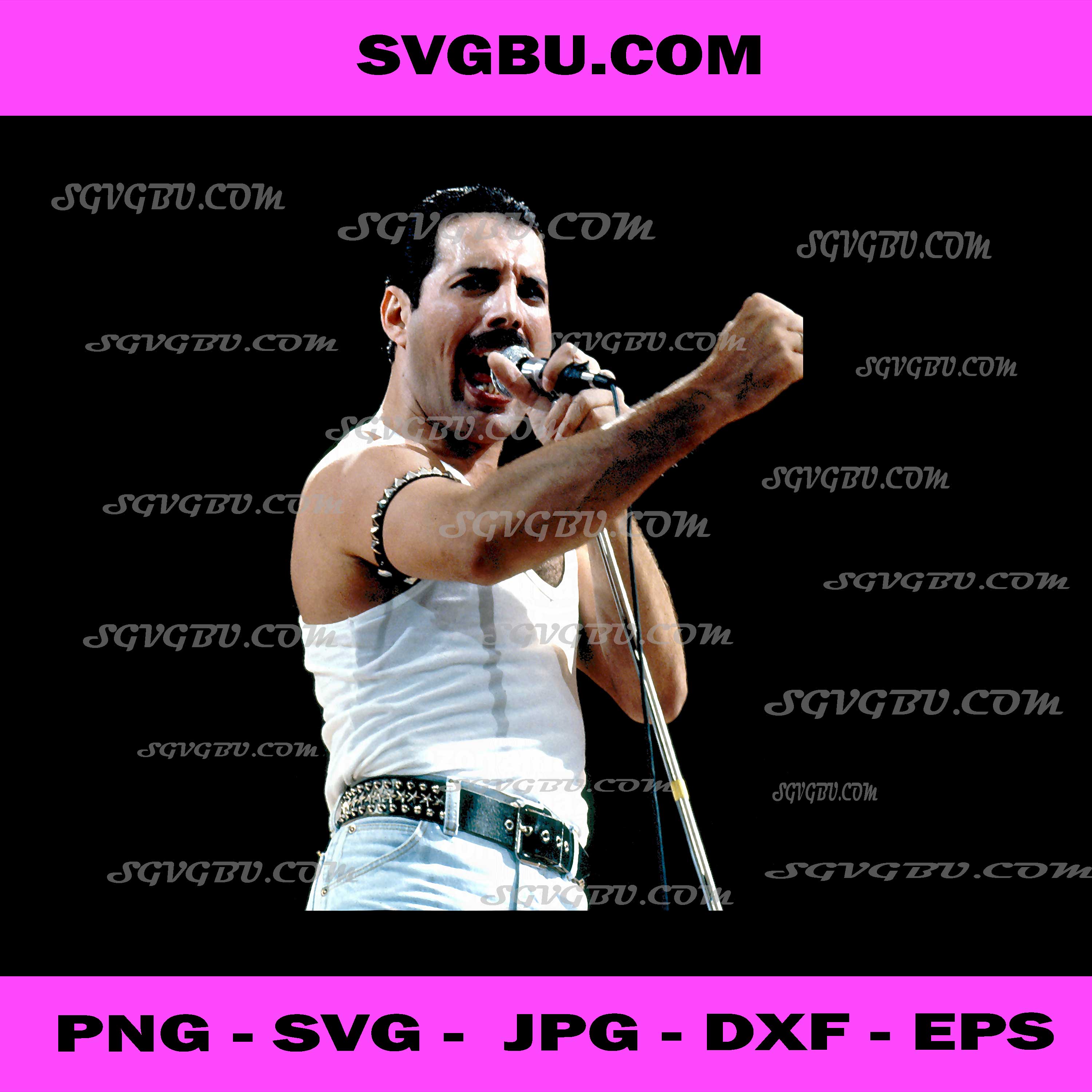 Freddie Mercury of Rock Group Queen at Live Aid 1985 PNG