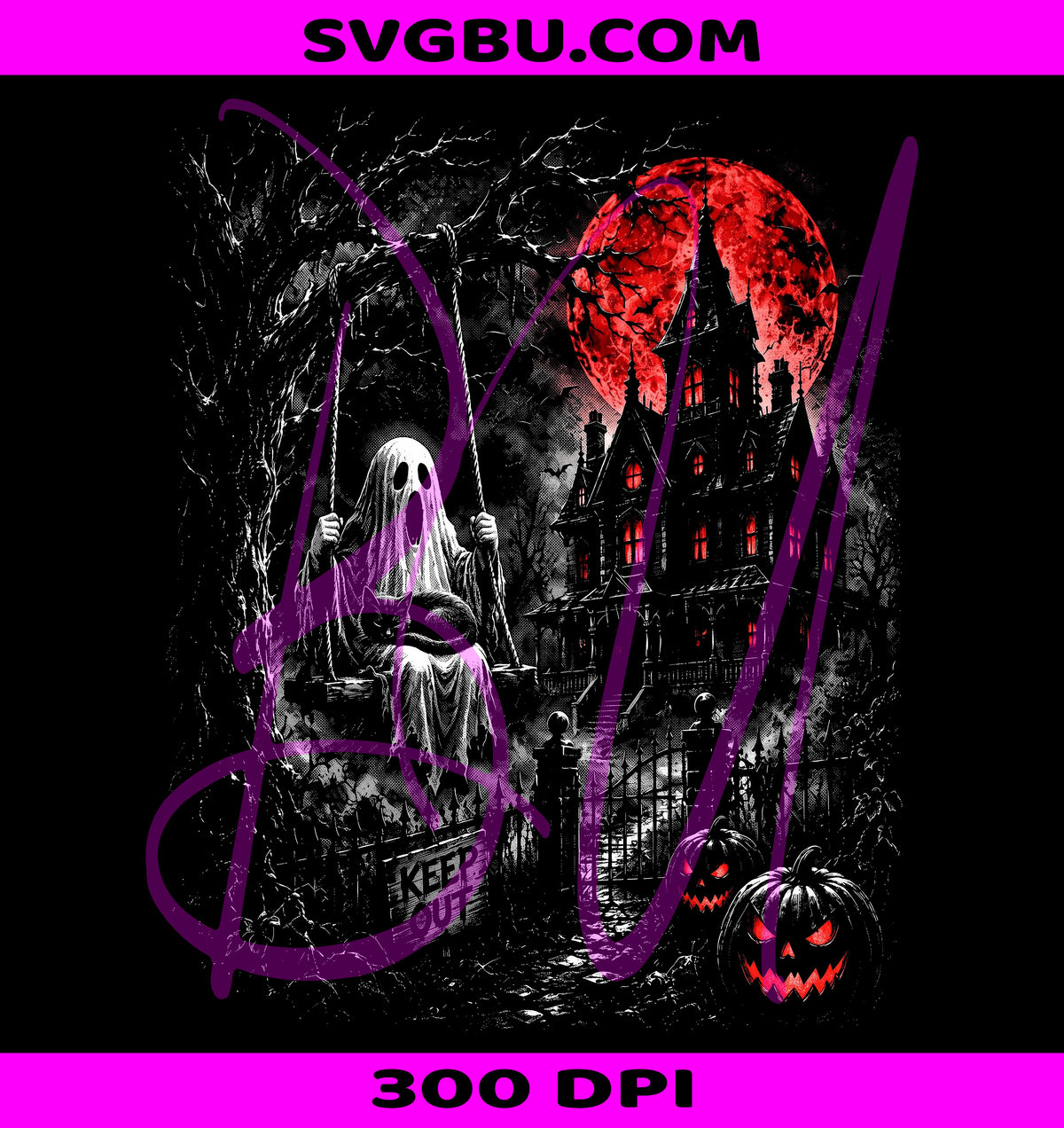 Ghost On Swing PNG, Haunted House PNG, Halloween Ghost PNG