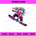 Snowboarding Unicorn Pink Hoodie PNG, Cool Fantasy Animal Art PNG