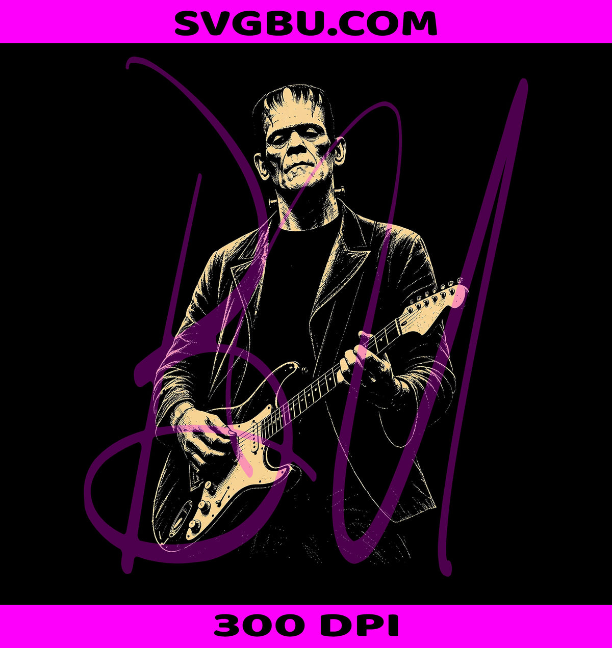 Frankenstein Guitar PNG, Halloween Music PNG, Monster Guitarist PNG