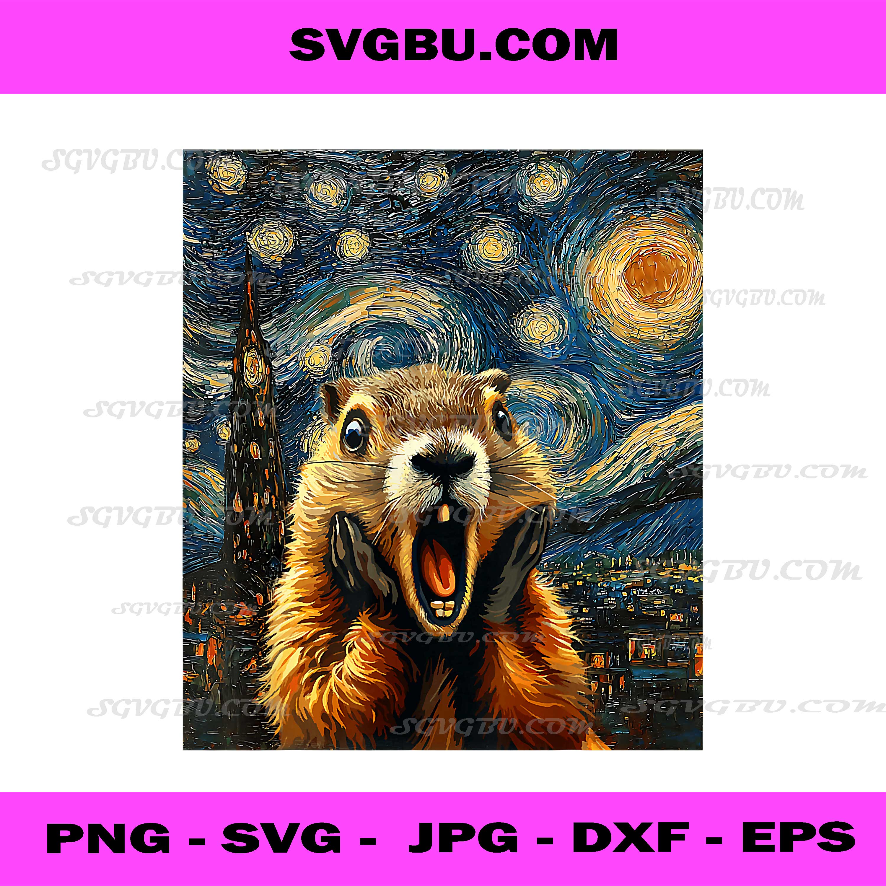 Groundhog PNG, Groundhog Day Van Gogh Starry Night PNG