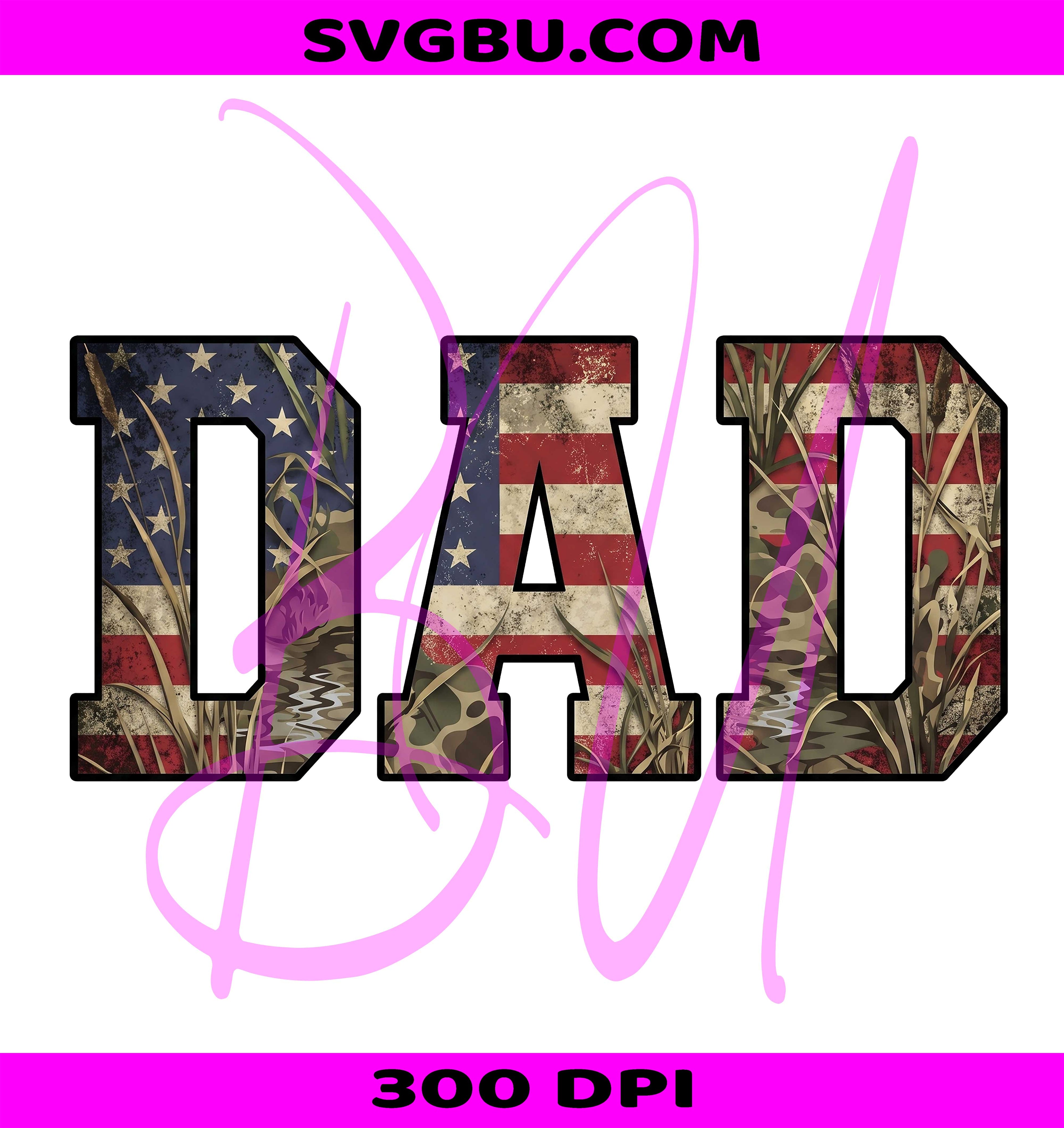 American Flag Camo Dad Letters PNG, Hunting Father Day Design PNG
