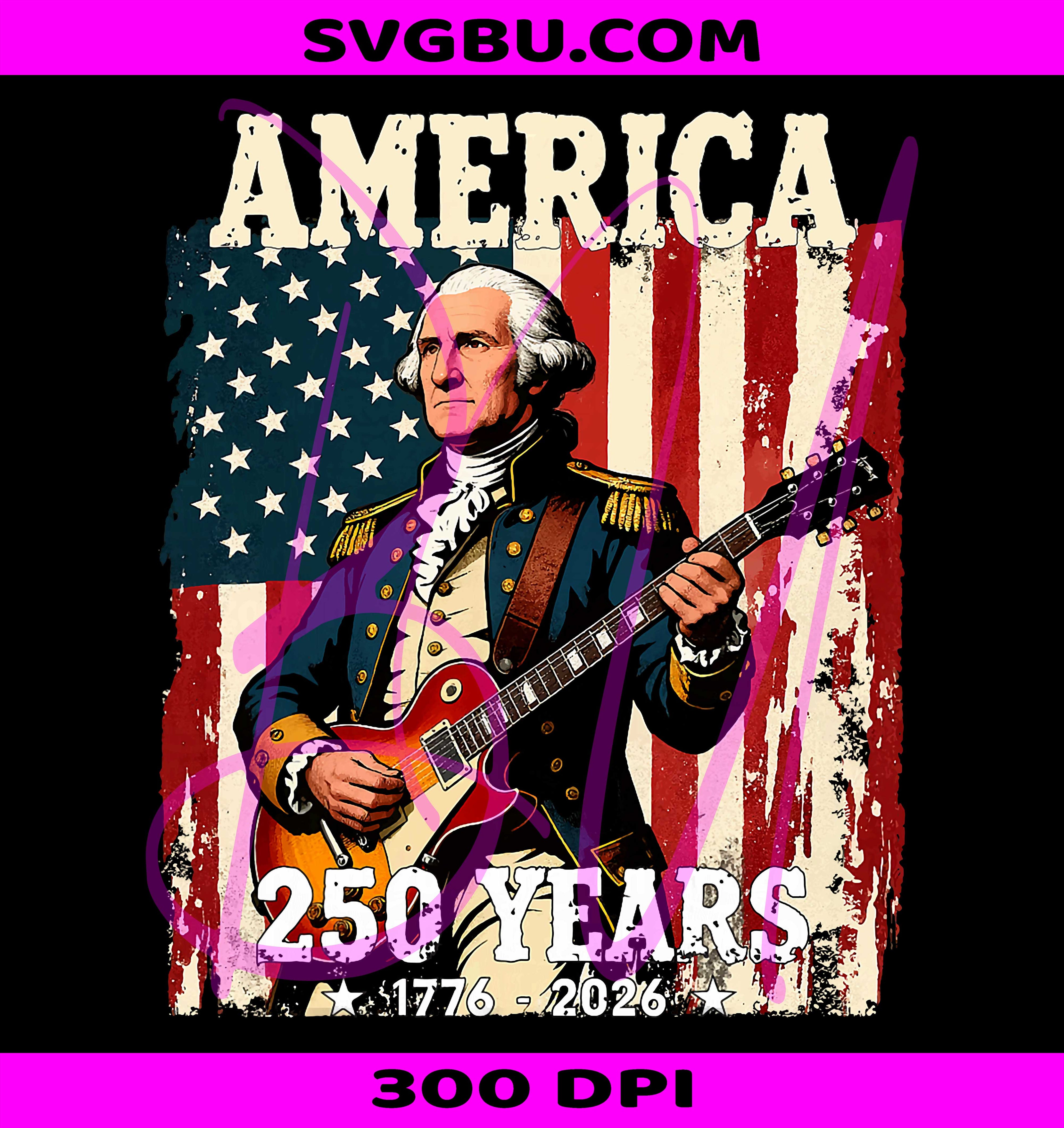4th July George Washington PNG, Playing Guitar PNG, America 250 PNG