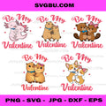 Be My Valentine Cute Animals PNG Bundle, Valentine Clipart Set