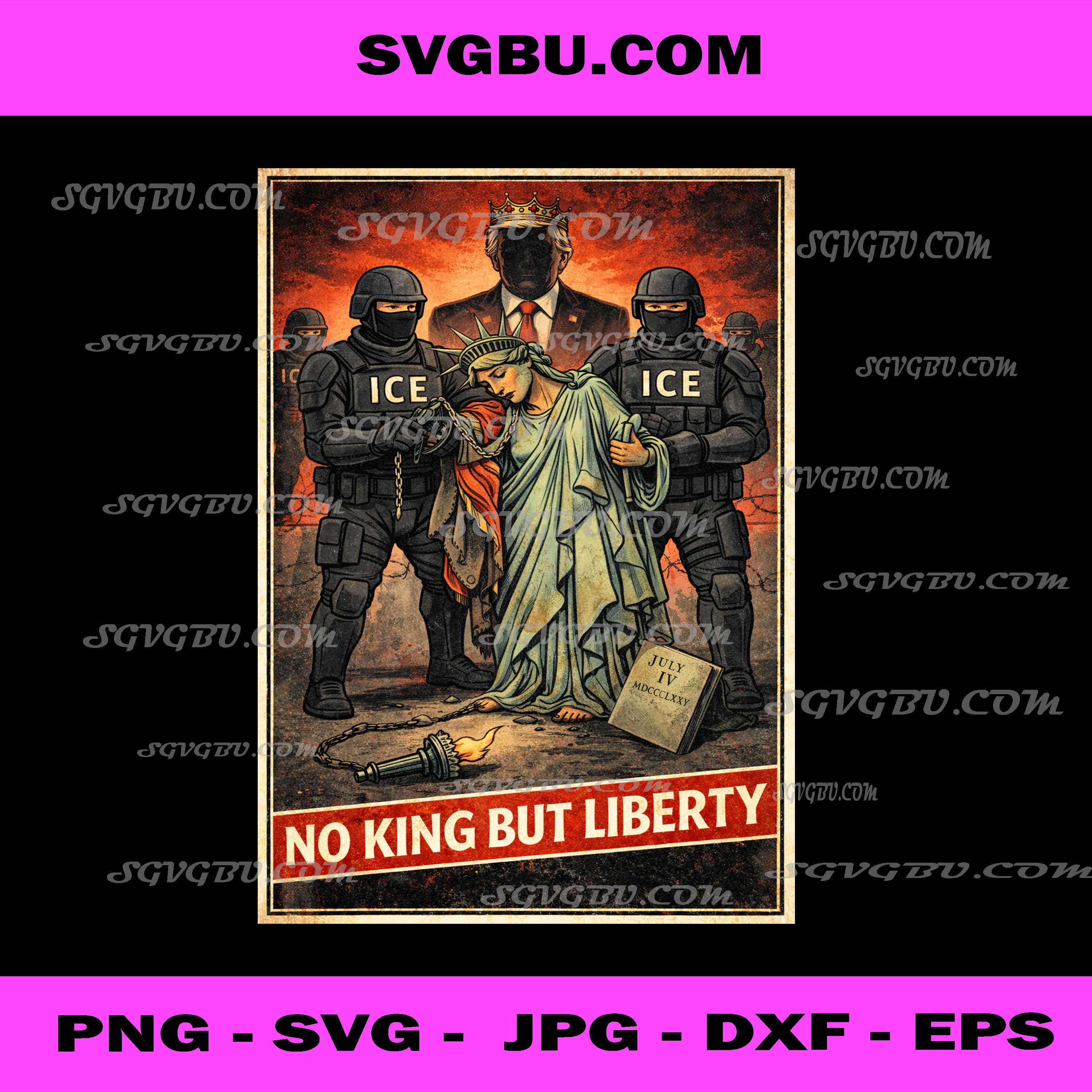 No King Liberty Art PNG, Liberty Protest Art PNG, Freedom Poster PNG