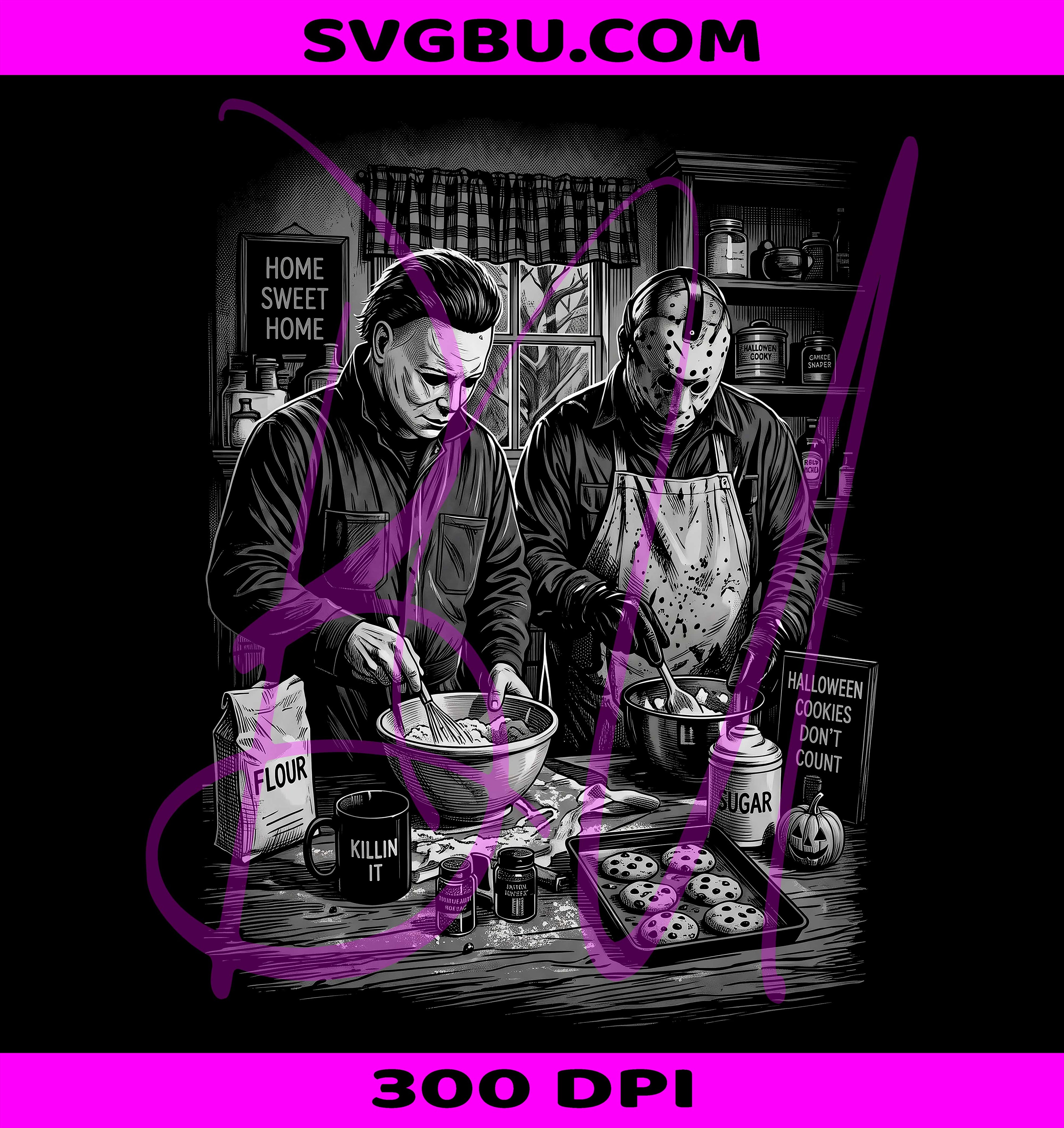 90s Horror Movie Baking PNG, Michael Myers PNG Jason Voorhees Halloween PNG