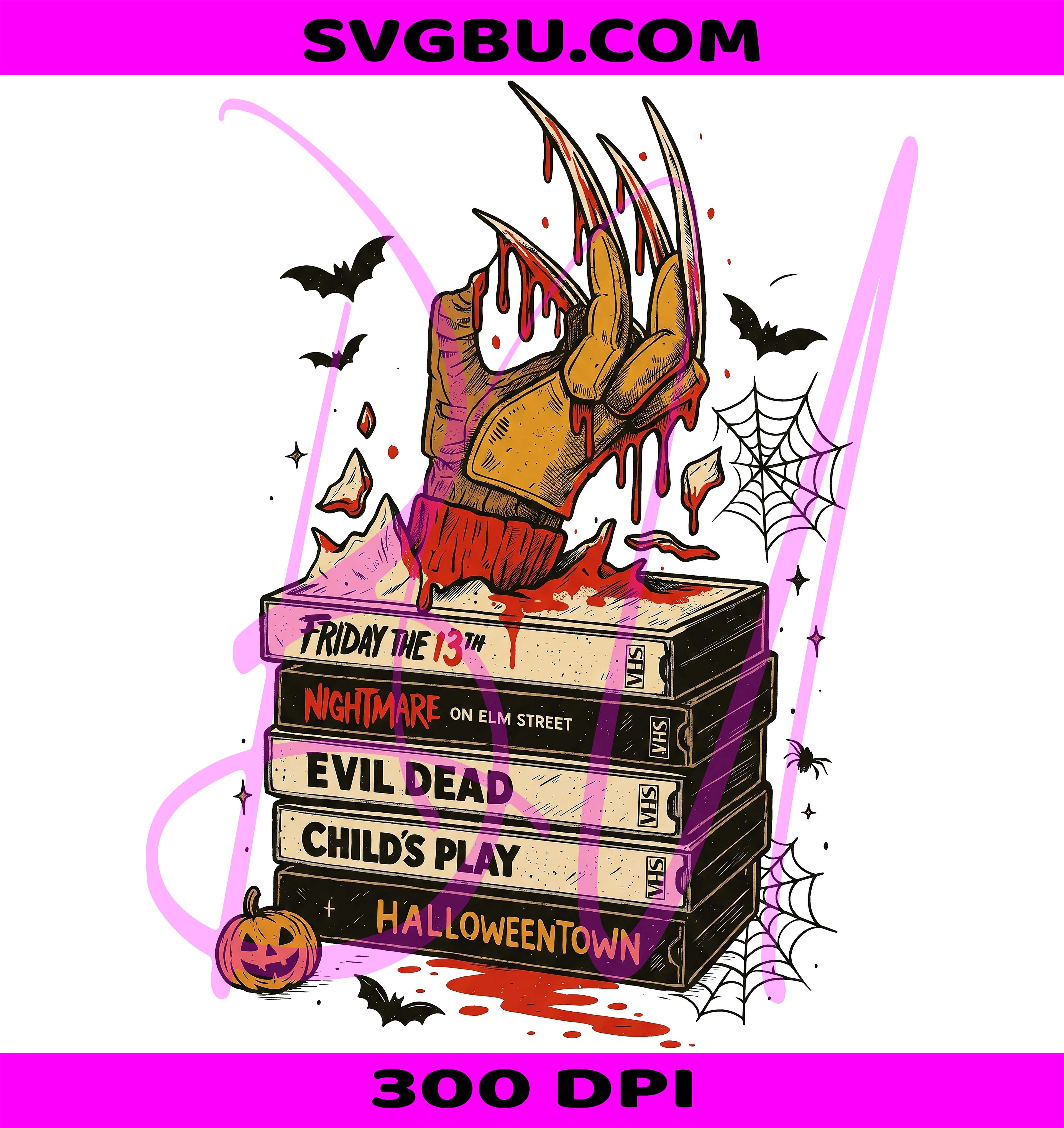 Retro Halloween PNG, Halloween VHS PNG, Horror Characters PNG