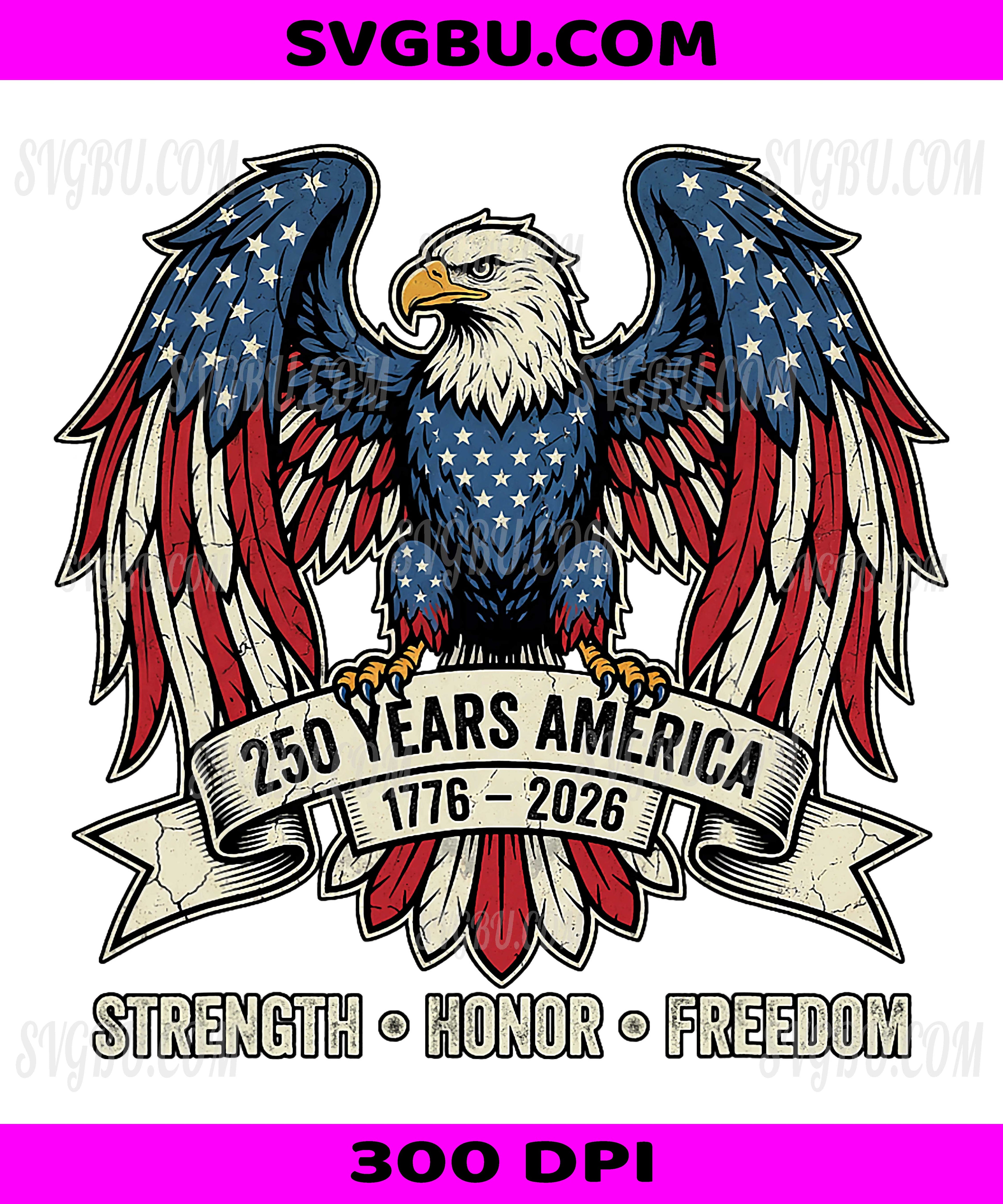 250 Years America, Patriotic American Eagle 1776-2026 PNG