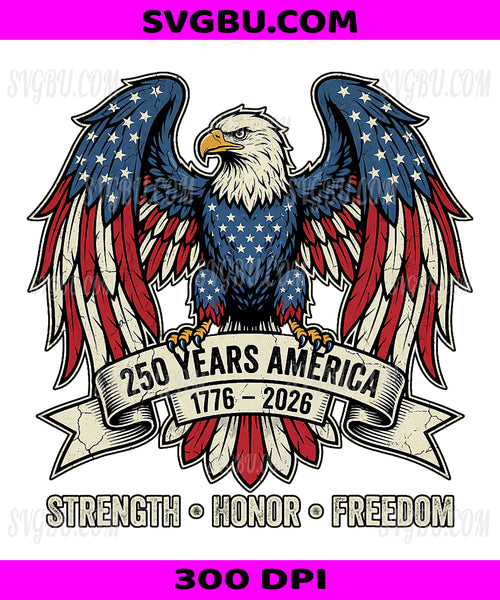 250 Years America, Patriotic American Eagle 1776-2026 PNG
