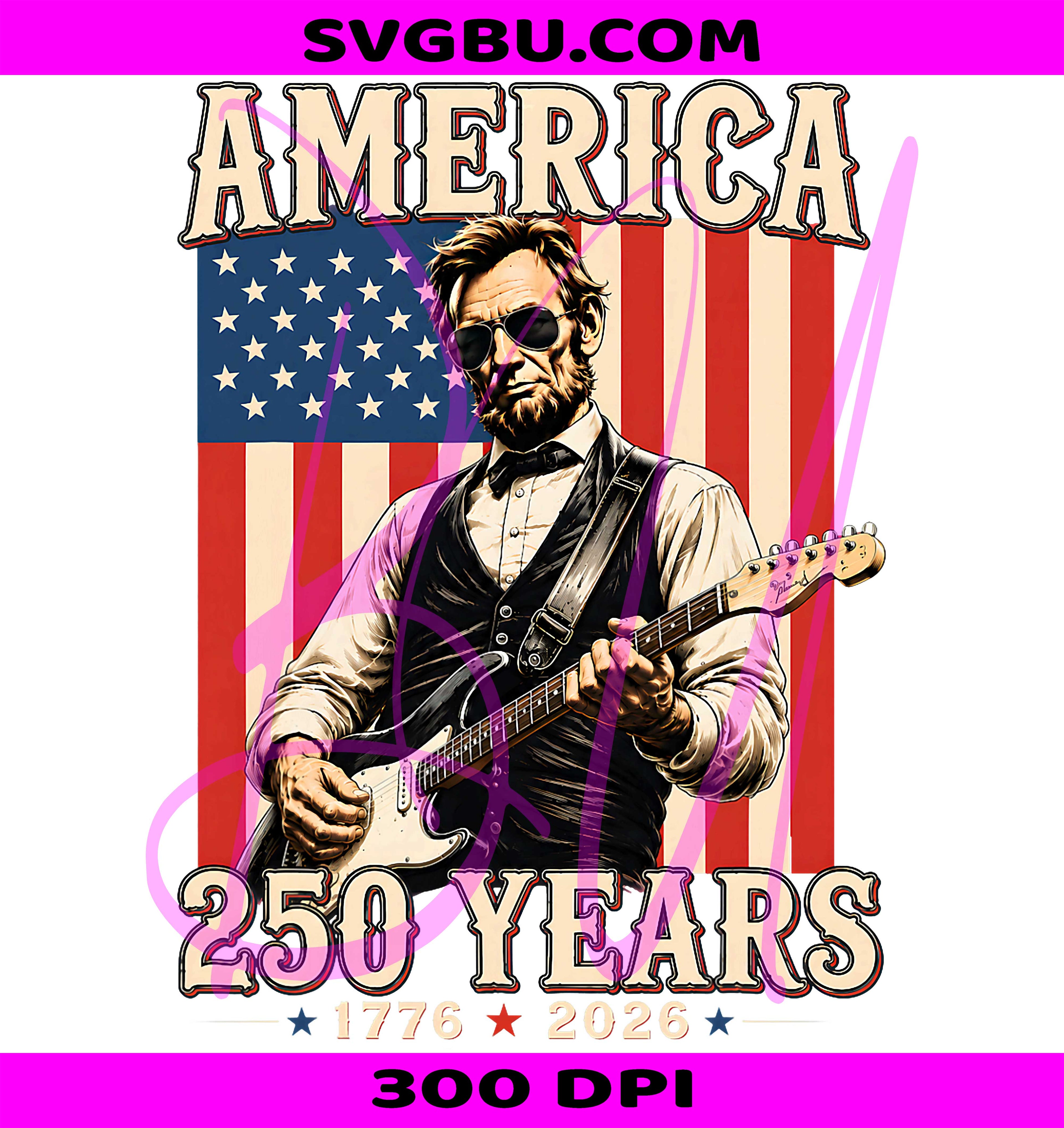 Abe Lincoln Guitar PNG, America 250 PNG, Vintage Lincoln PNG
