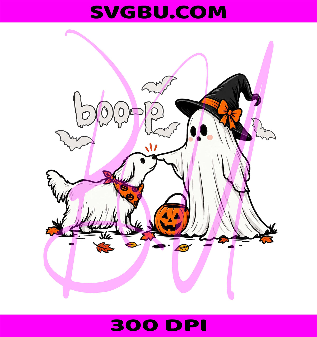 Boo P Ghost Dog PNG, Spooky Season PNG, Halloween Tee Graphic PNG