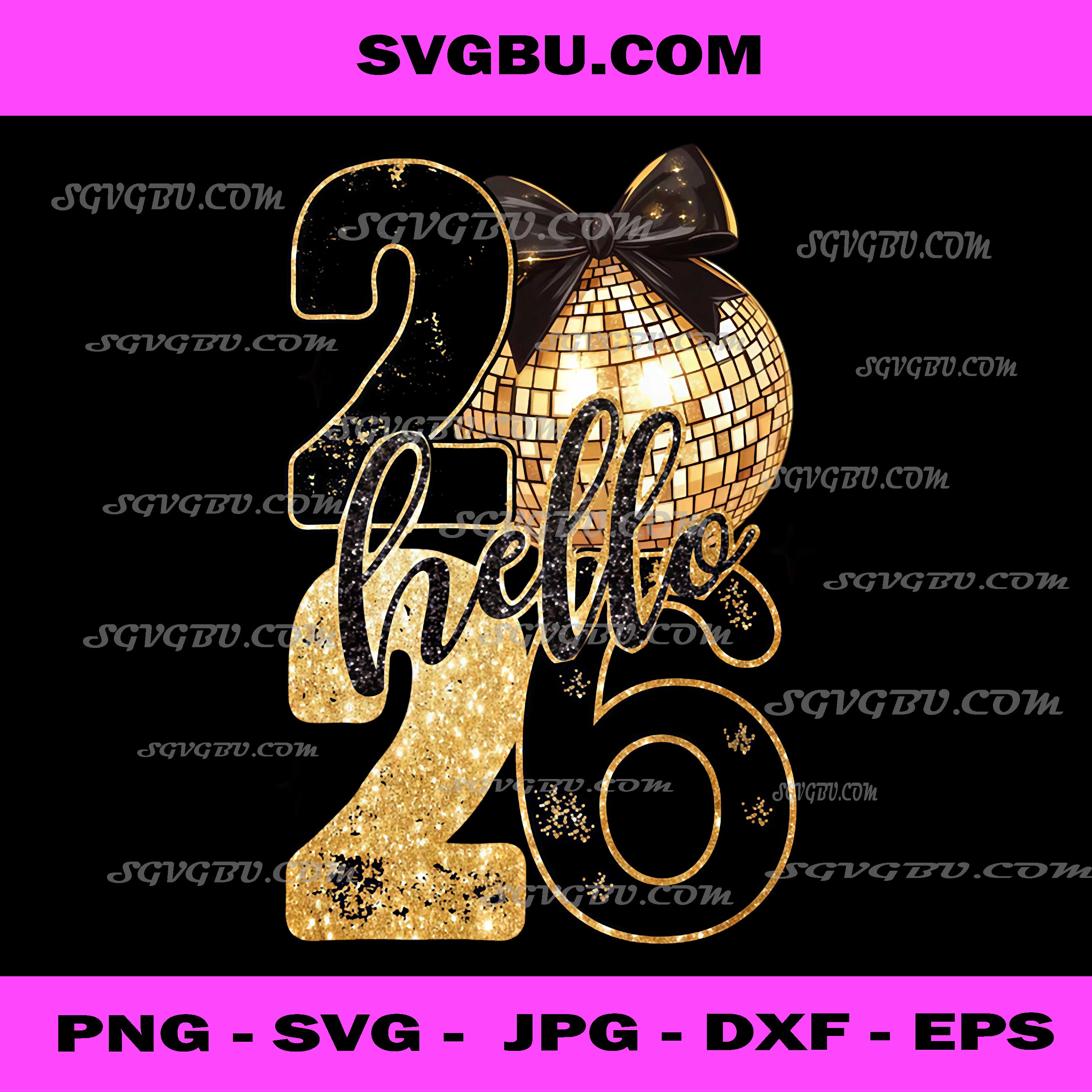 Happy New Year Party 2026 Ballon Family Matching PNG