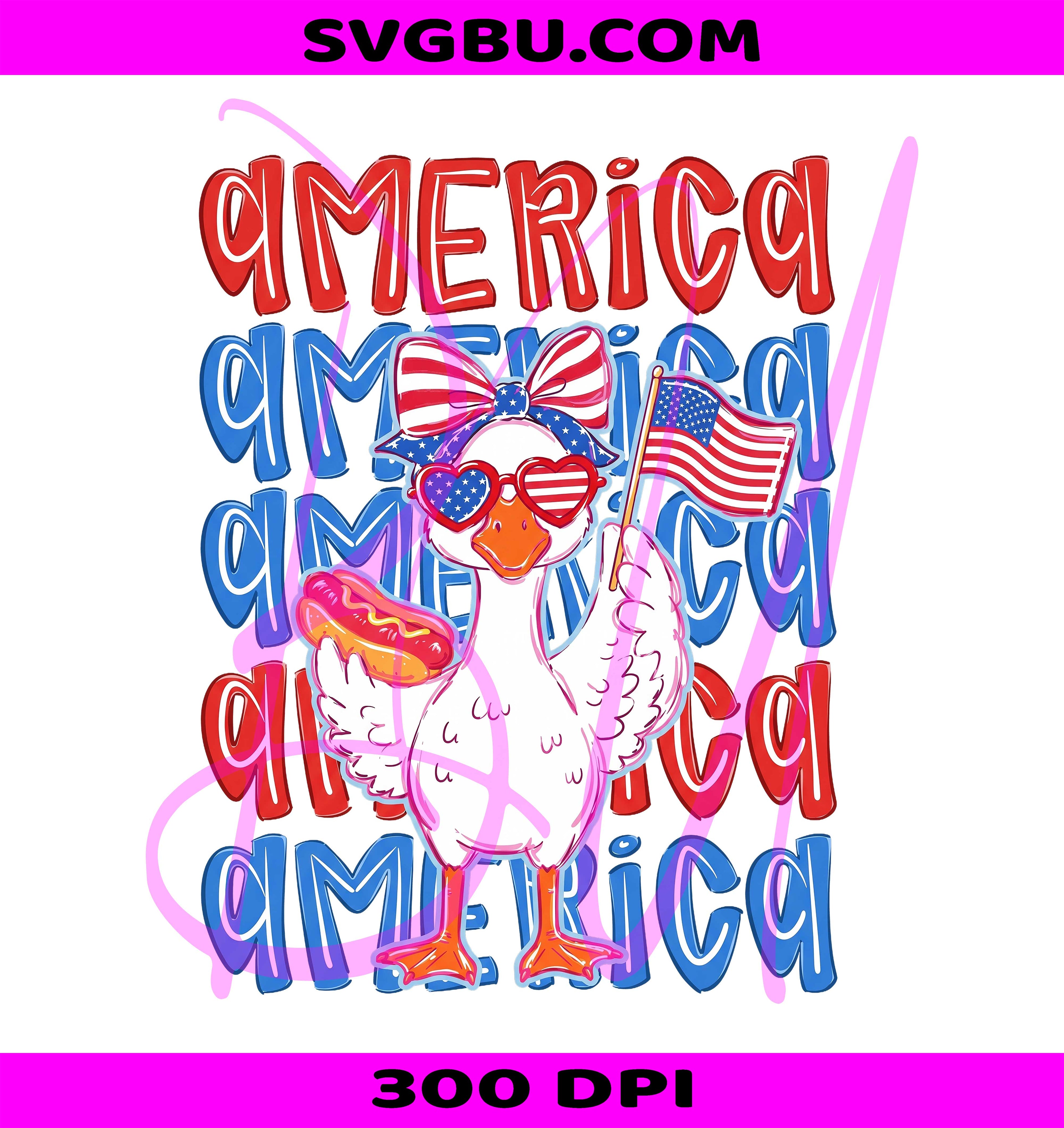 Patriotic Duck America PNG, 4th of July Duck Holding Hotdog Flag Design PNG