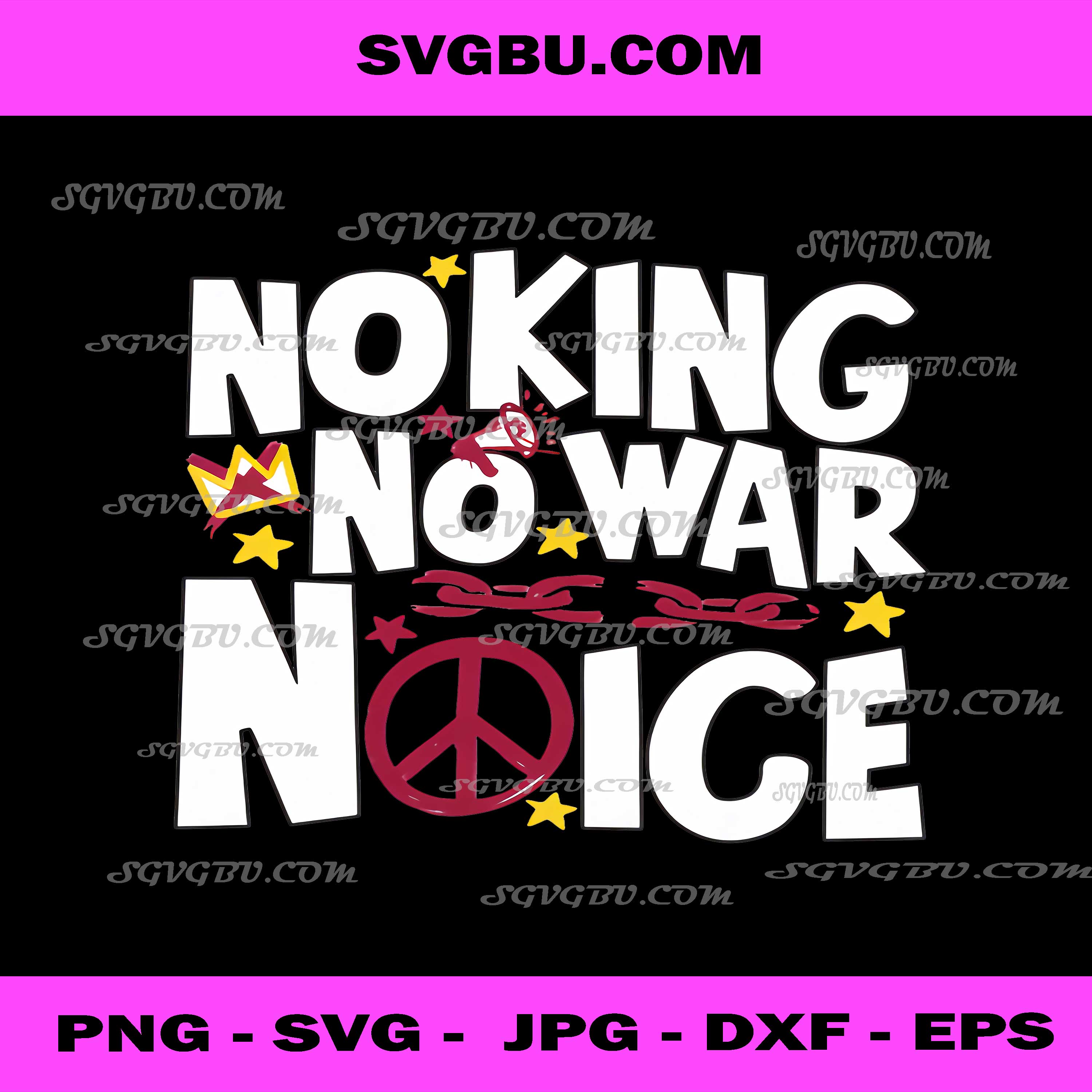 No King No War No Ice, Peace Symbol and Crown Patriot Art PNG