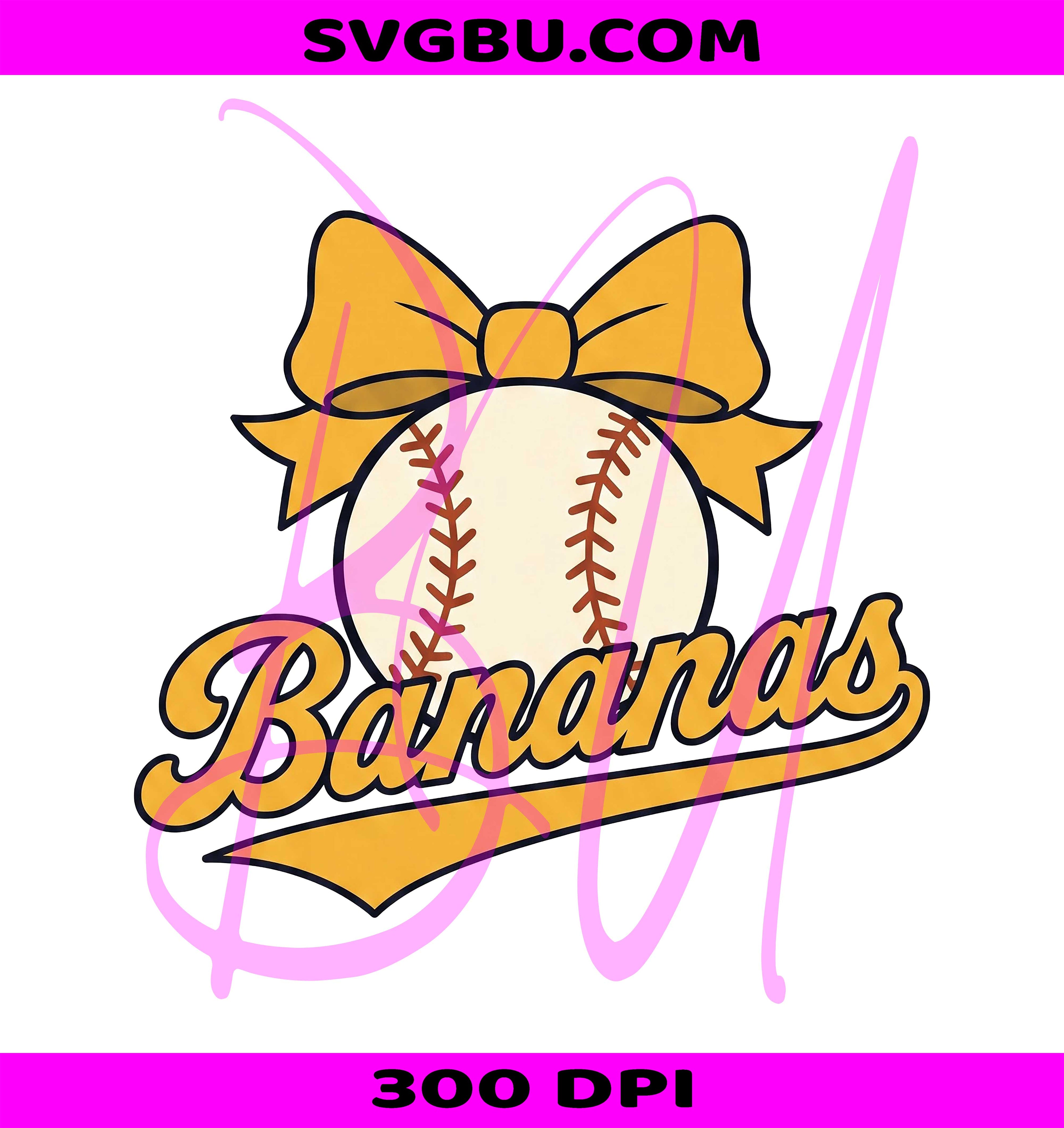 Banana Coquette PNG, Baseball Mascot PNG, Lets Go Bananas PNG