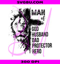 Man Of God Husband Dad Protector Hero PNG, Christian Lion Cross PNG