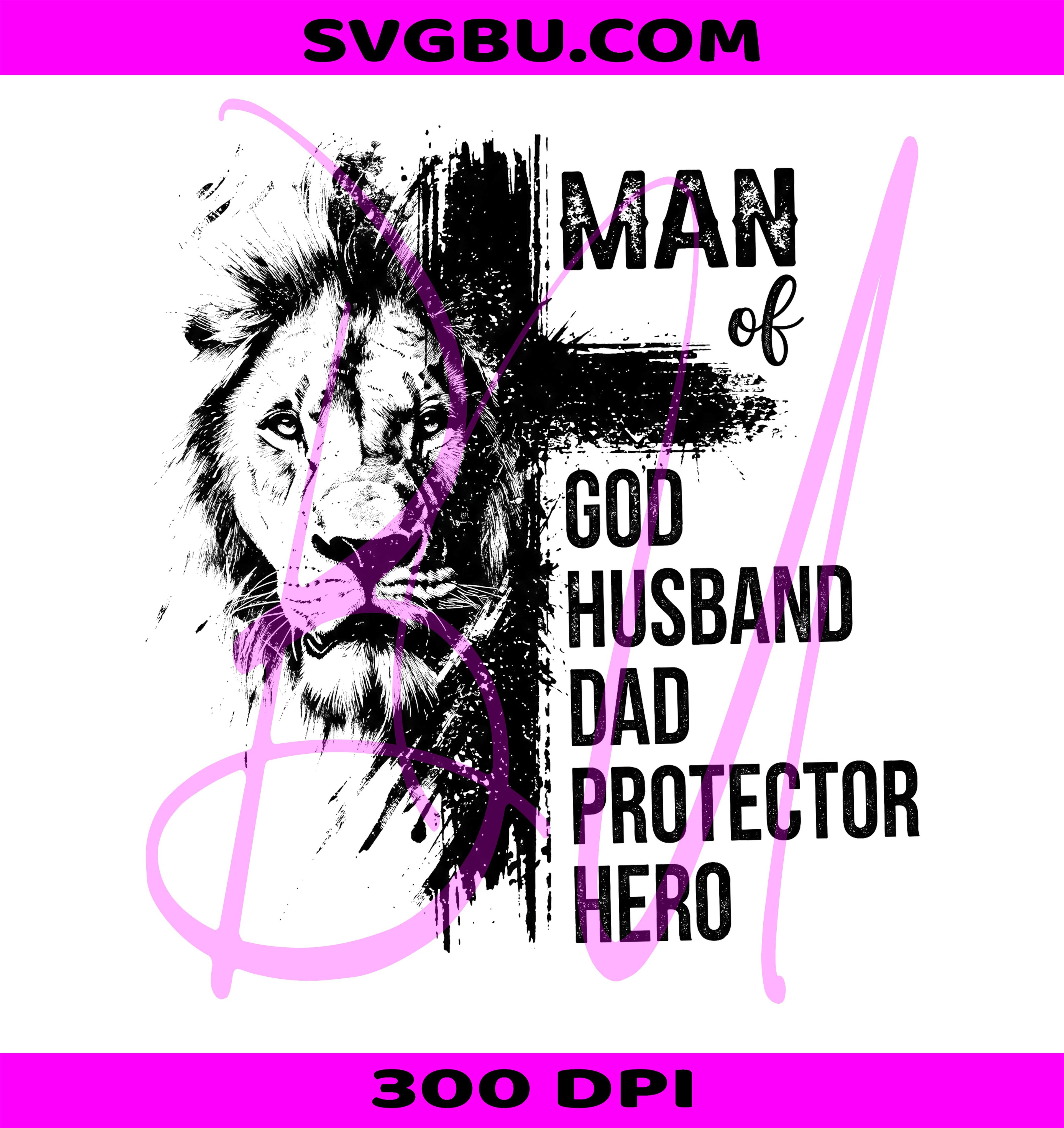 Man Of God Husband Dad Protector Hero PNG, Christian Lion Cross PNG