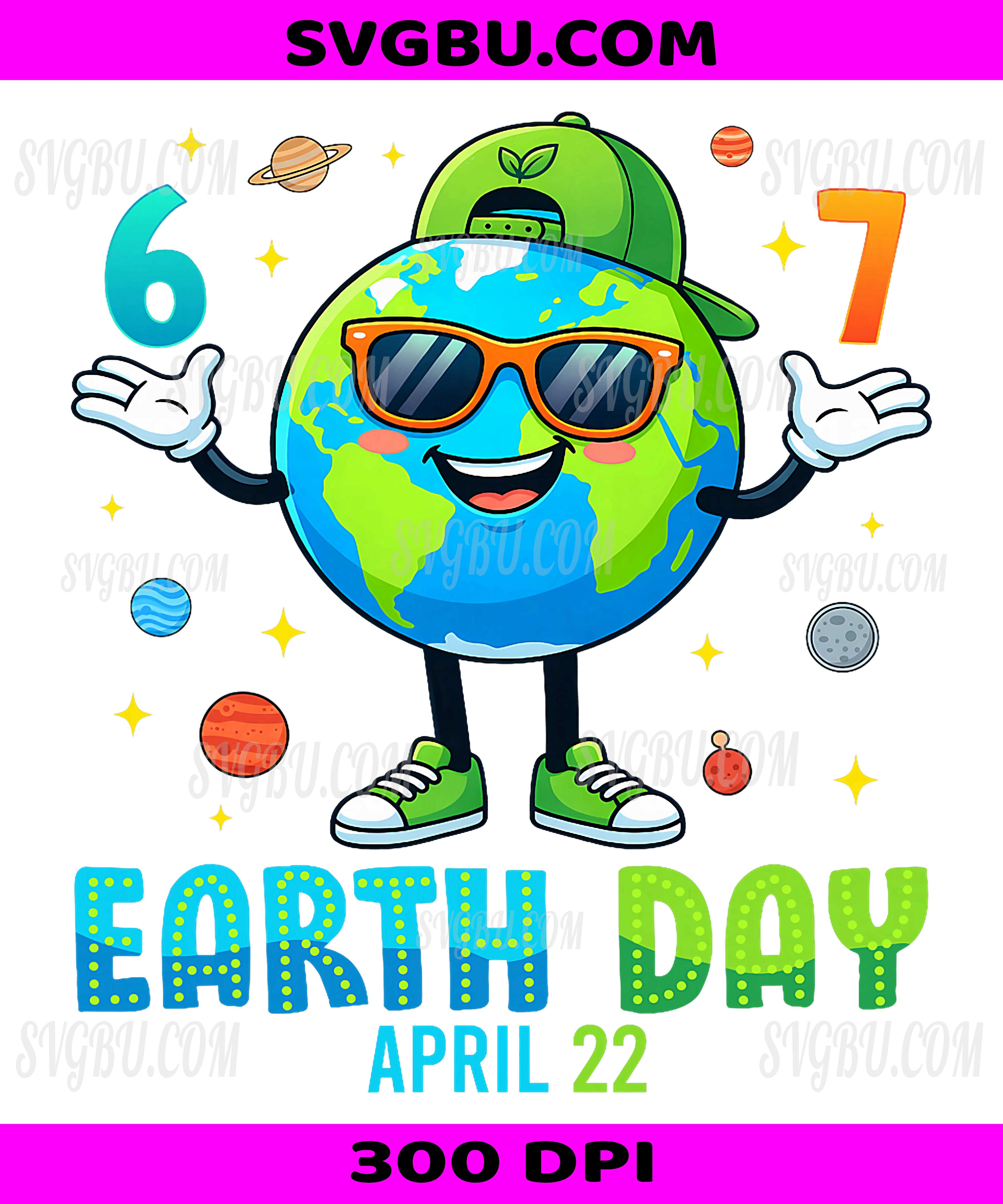 Happy Earth Day 2026, Cute Floral Earth Meme Retro Design PNG