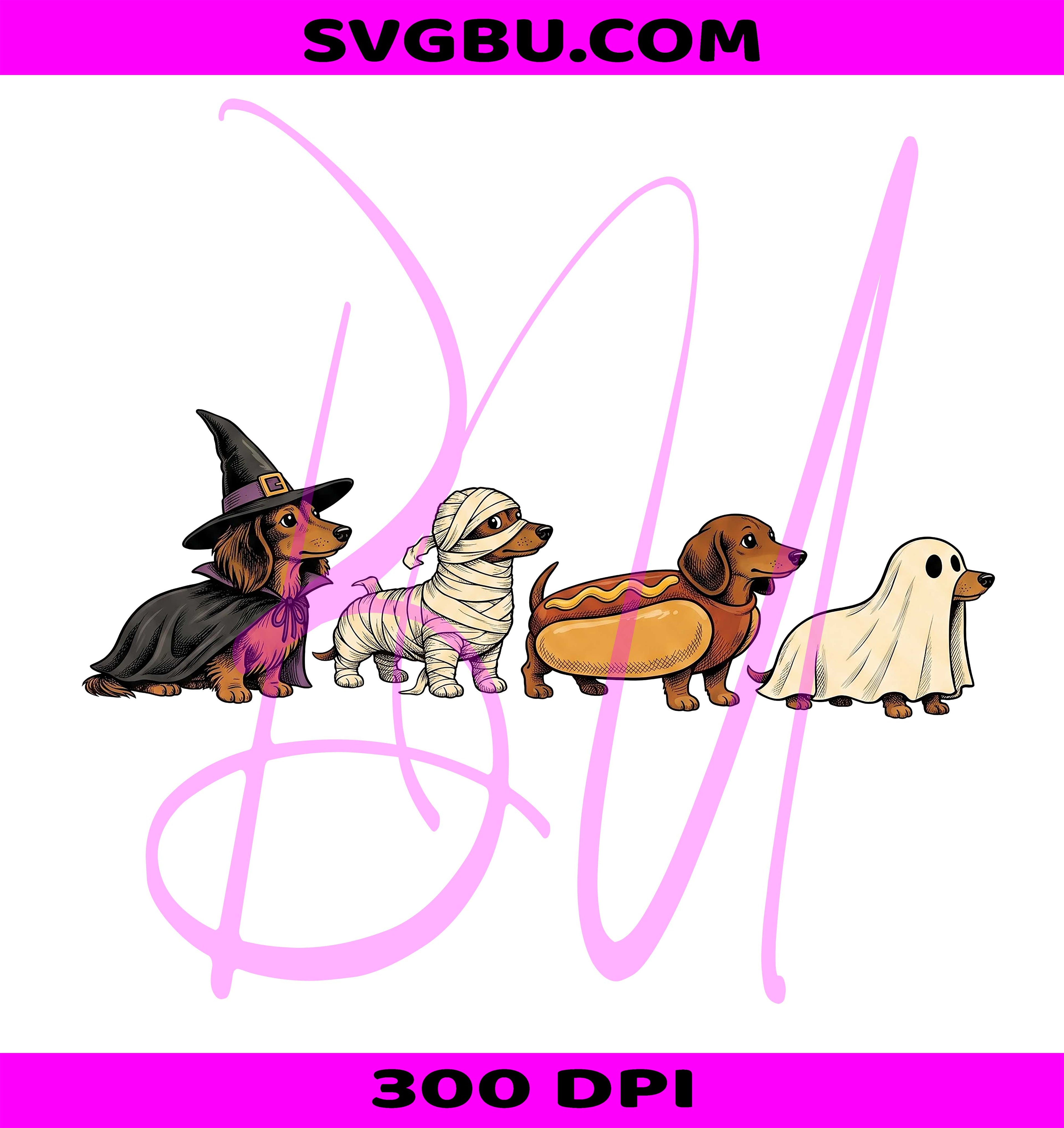Halloween Dachshund PNG, Doxie Ghost Mummy PNG, Cute Weiner Dog PNG