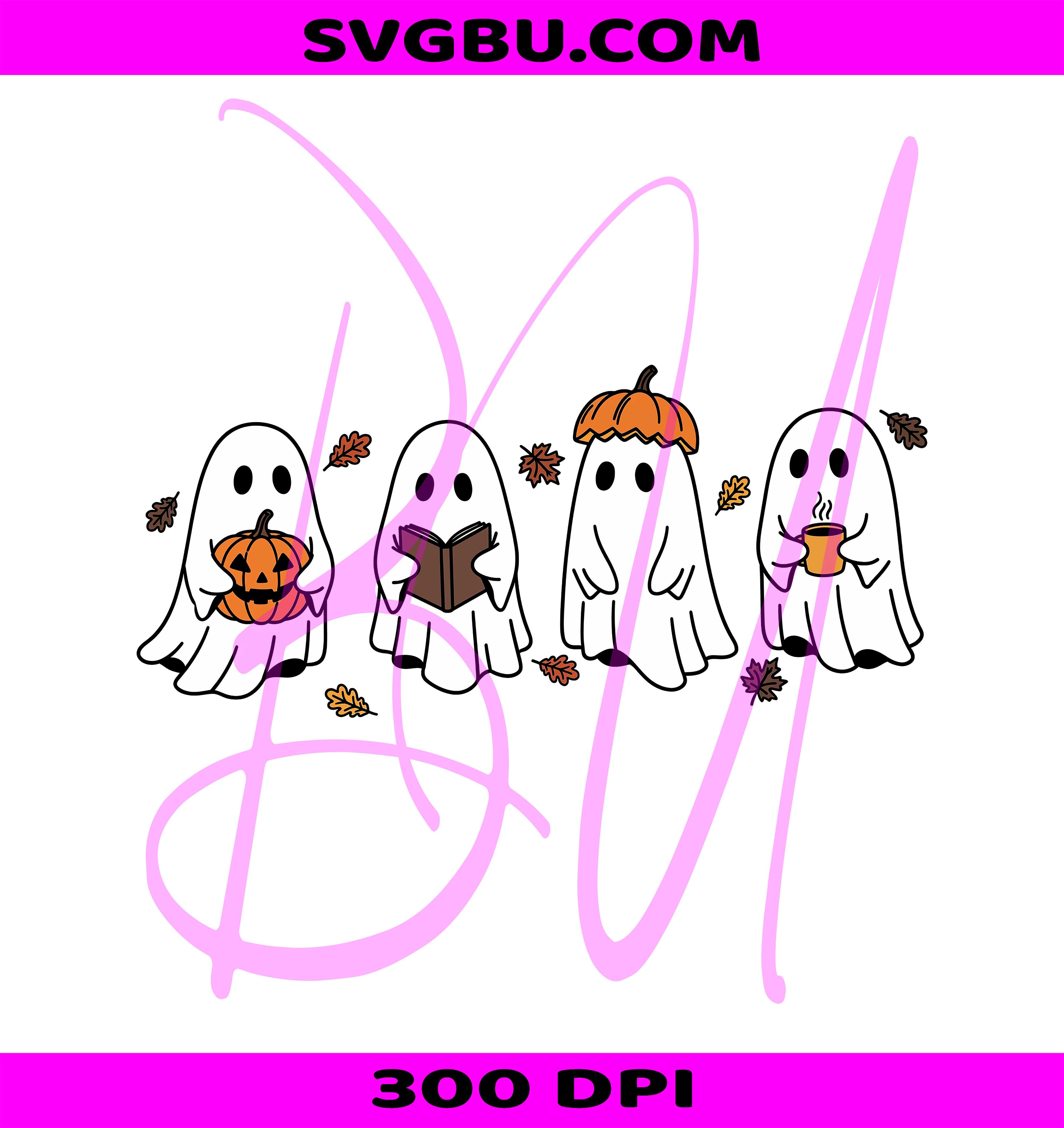 Ghost Halloween PNG, Autumn Leaves PNG, Spooky Season PNG