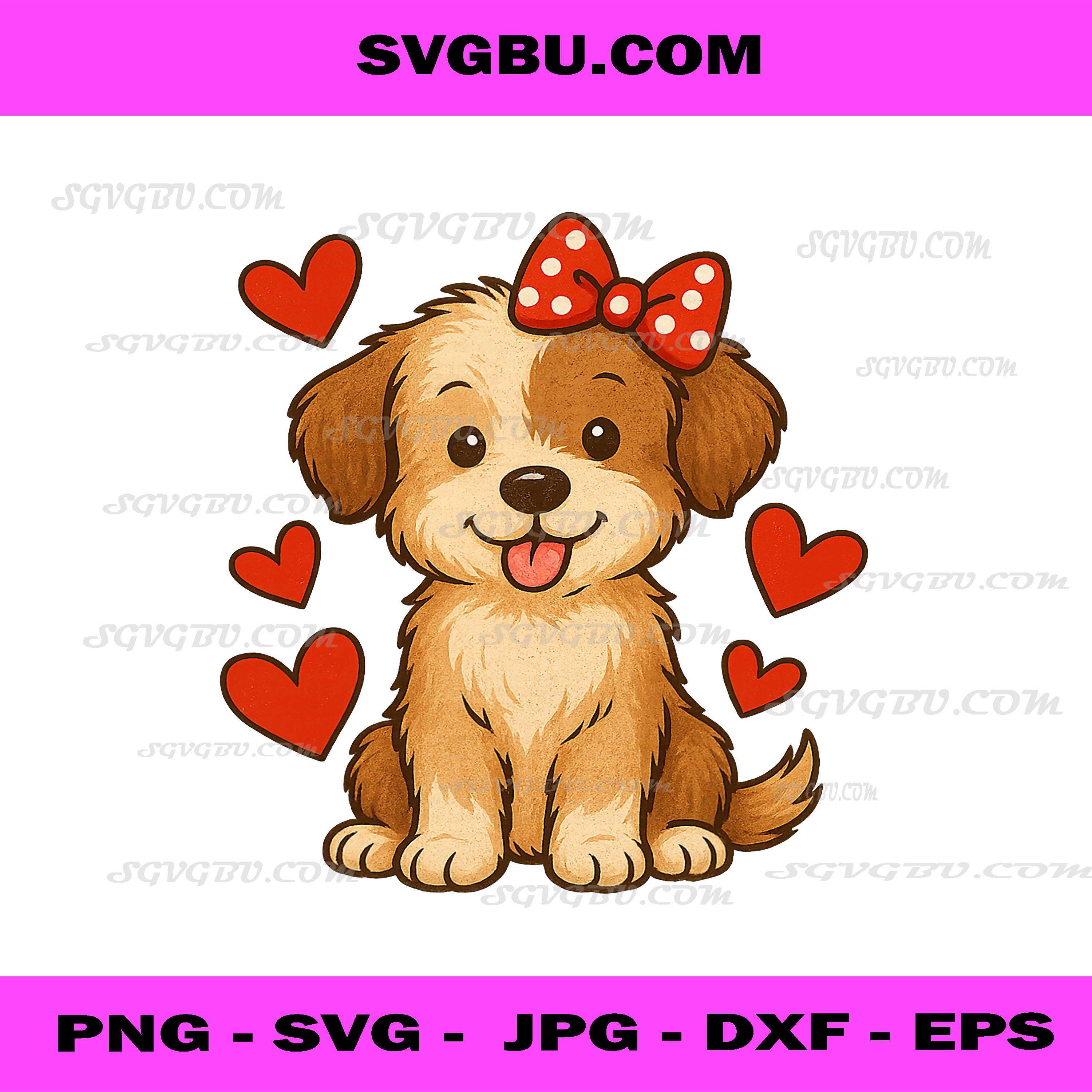 Happy Girls Valentines, Puppy Dog Love Valentines Day PNG