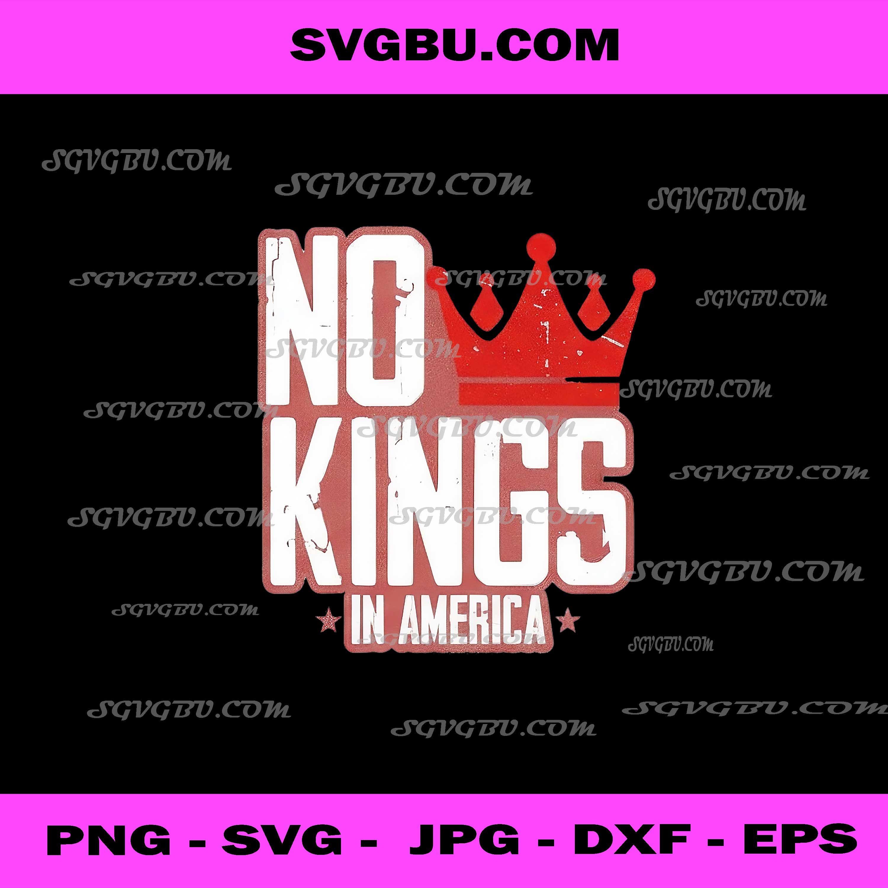 No Kings In America PNG Distressed Red Crown Patriotic Art PNG