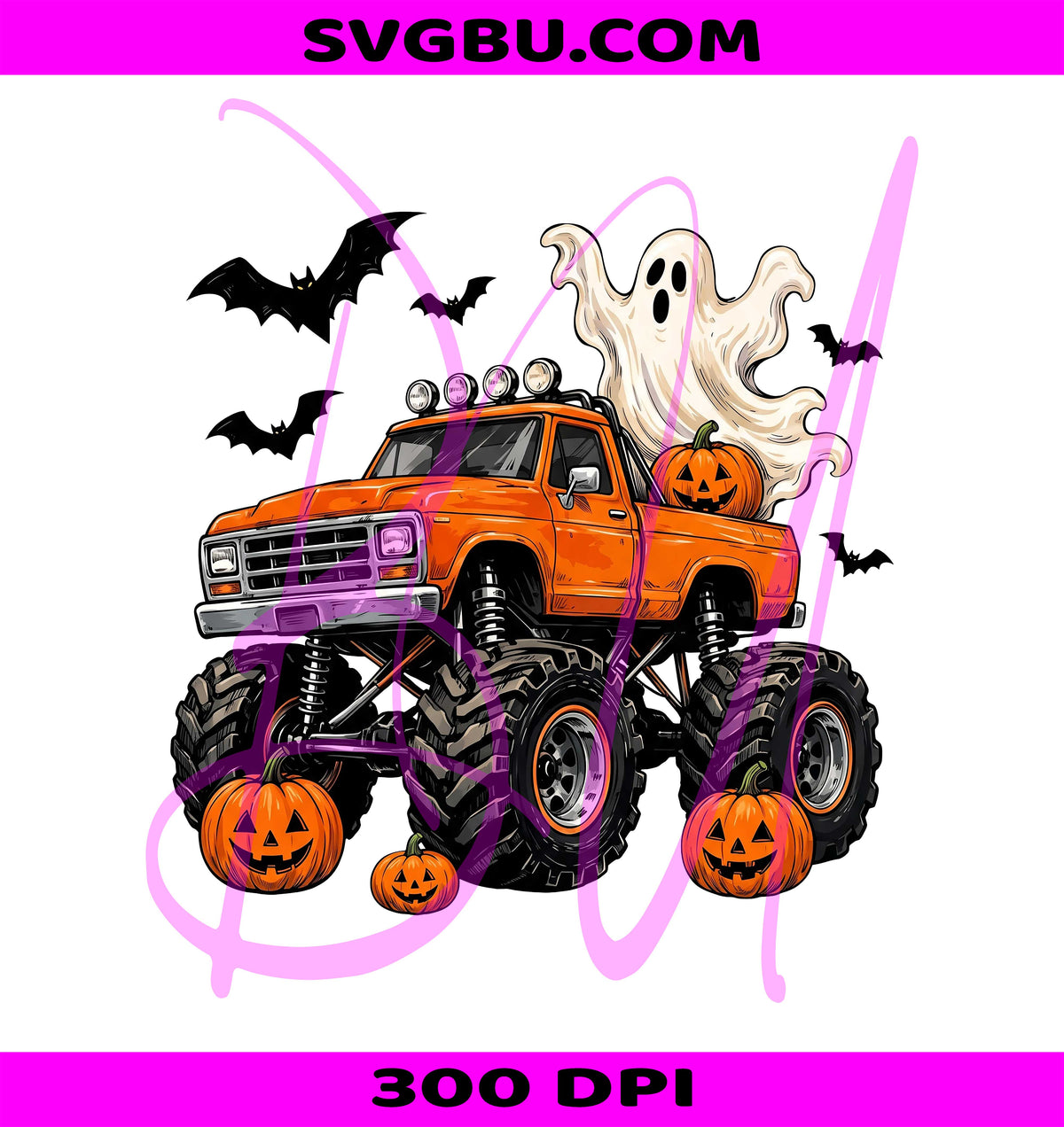 Ghost Monster Truck PNG, Halloween Monster Truck PNG, Spooky Truck PNG