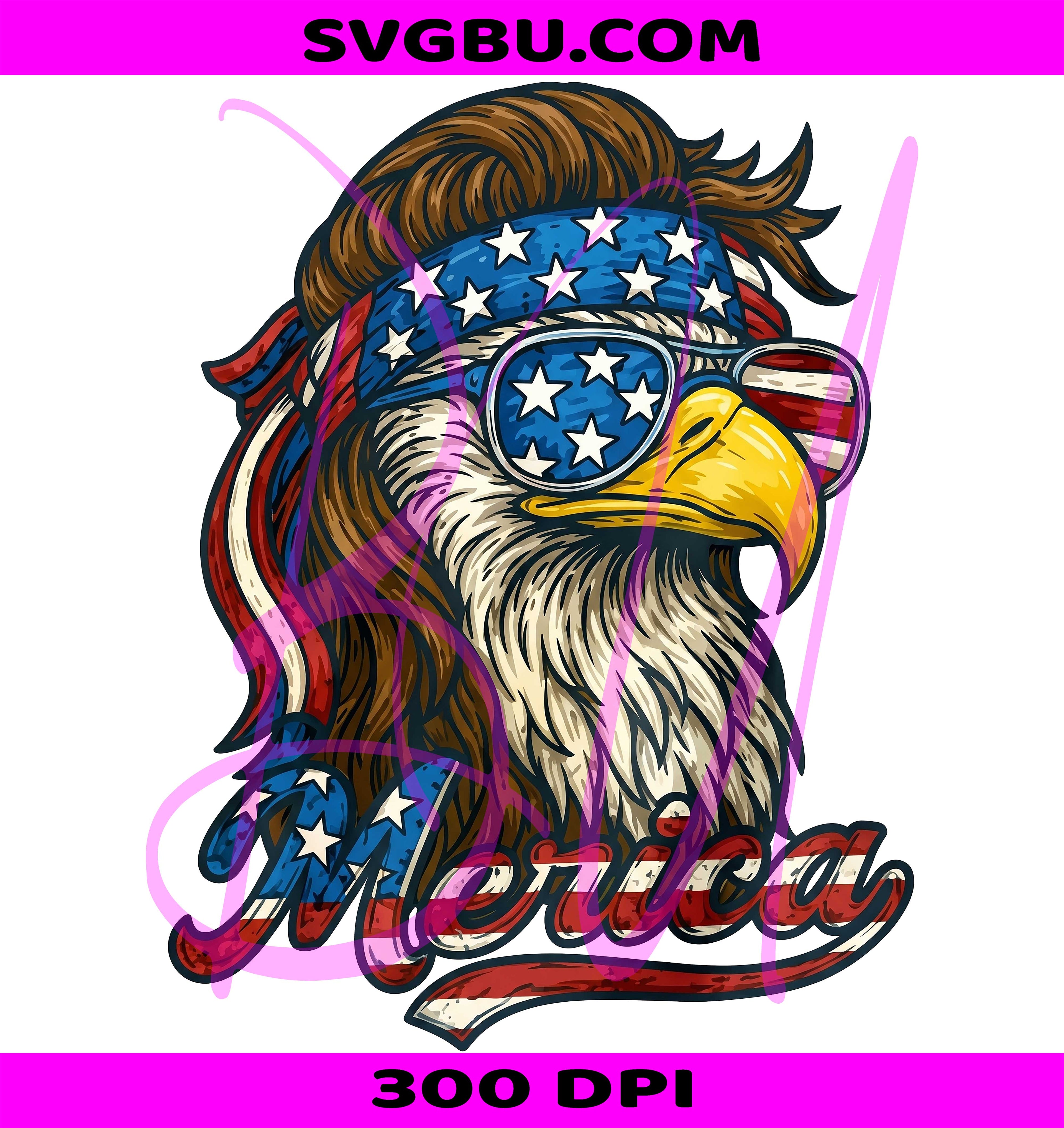 Patriotic Eagle PNG, Eagle Sunglasses PNG, American Flag Bandana PNG
