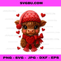 Highland Cow Valentines Day PNG, Funny Hearts Valentine Cow PNG, Cute Cow Vday PNG