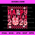 Happy New Year 2026 PNG, Disco Ball Pink Coquette Bow PNG