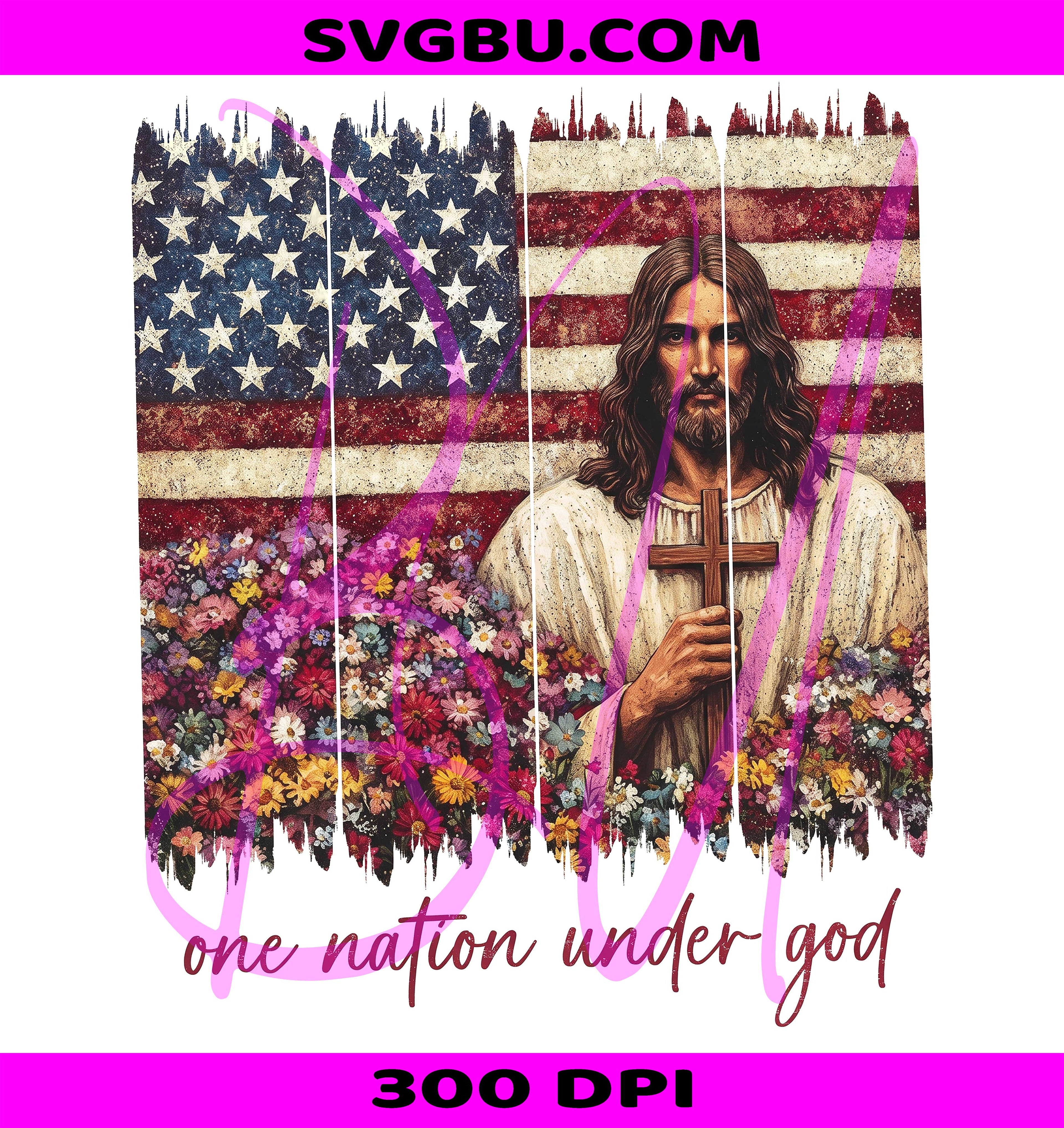 One Nation Under God PNG, Jesus American Flag PNG, Christian Cross PNG